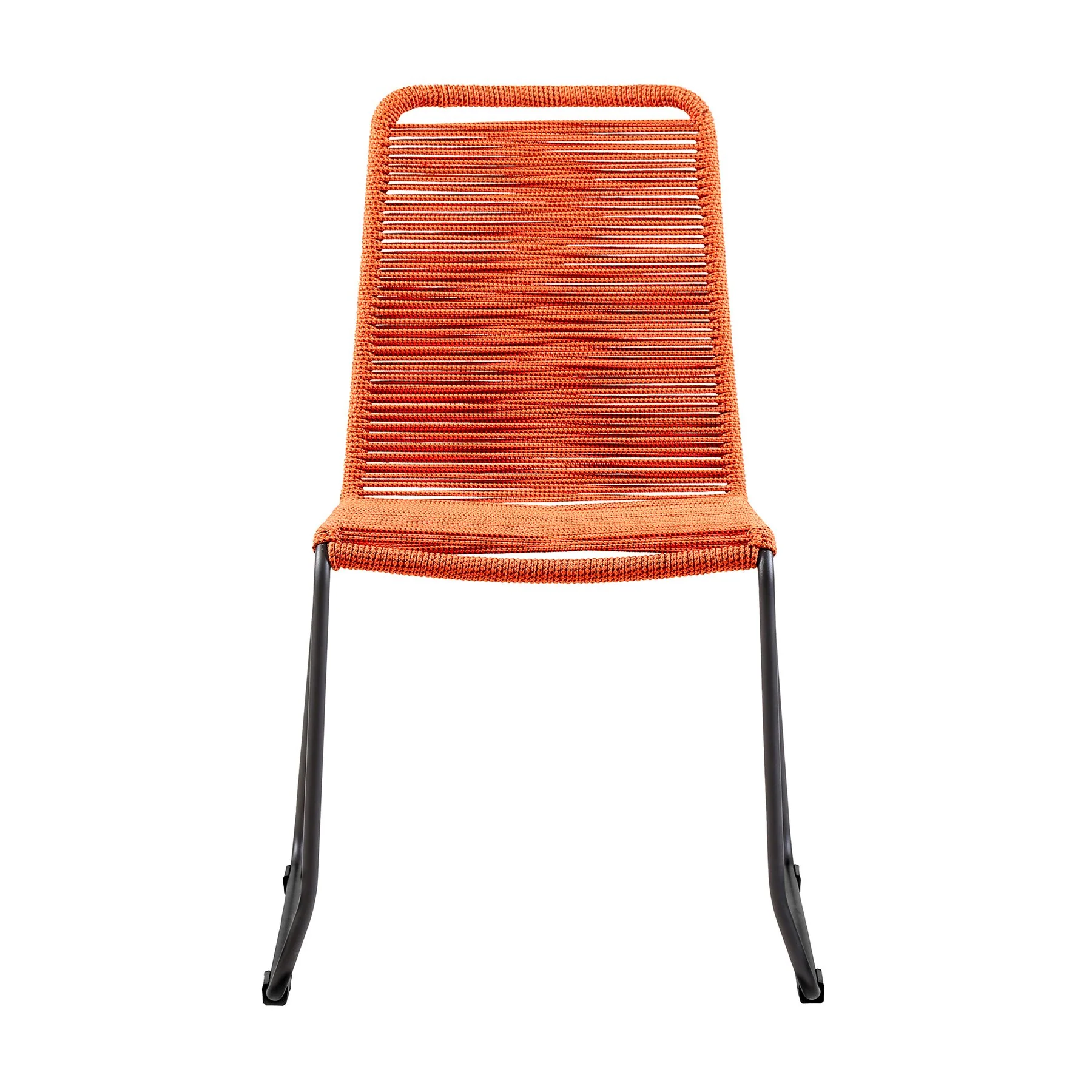 Shasta Outdoor Metal and Tangerine Rope Stackable Dining Chair - Set of 2 - Image 2