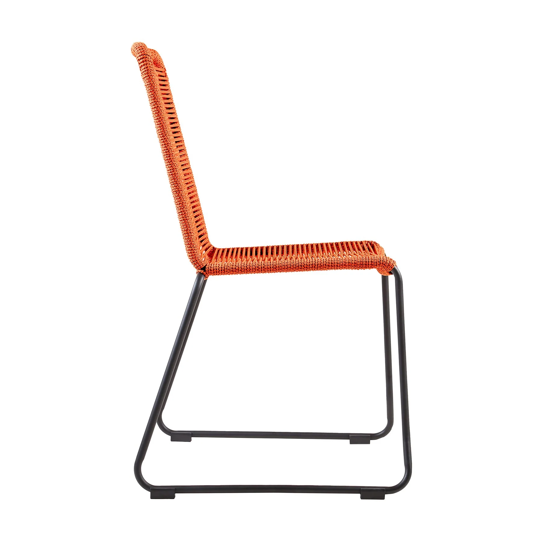Shasta Outdoor Metal and Tangerine Rope Stackable Dining Chair - Set of 2 - Image 3