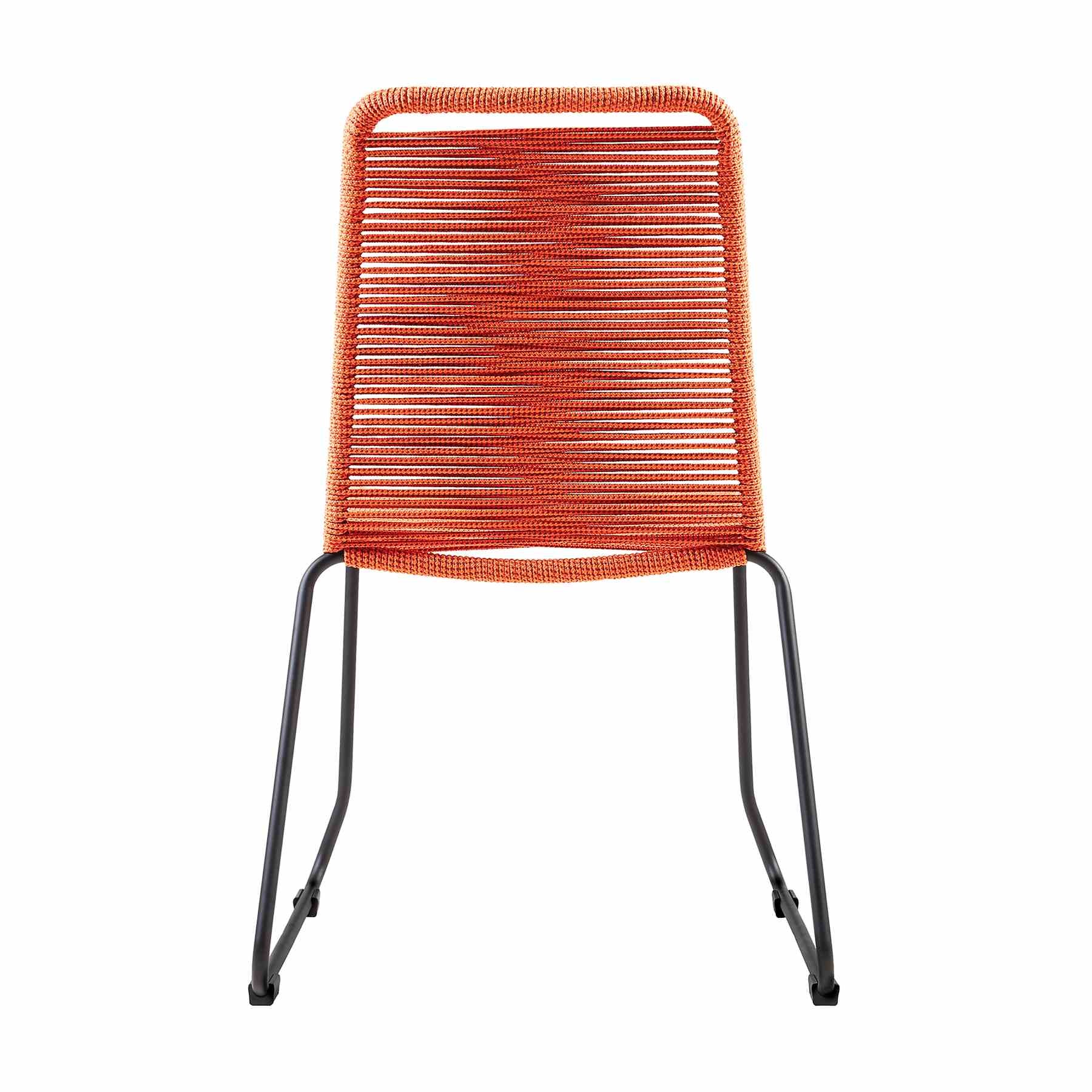 Shasta Outdoor Metal and Tangerine Rope Stackable Dining Chair - Set of 2 - Image 4