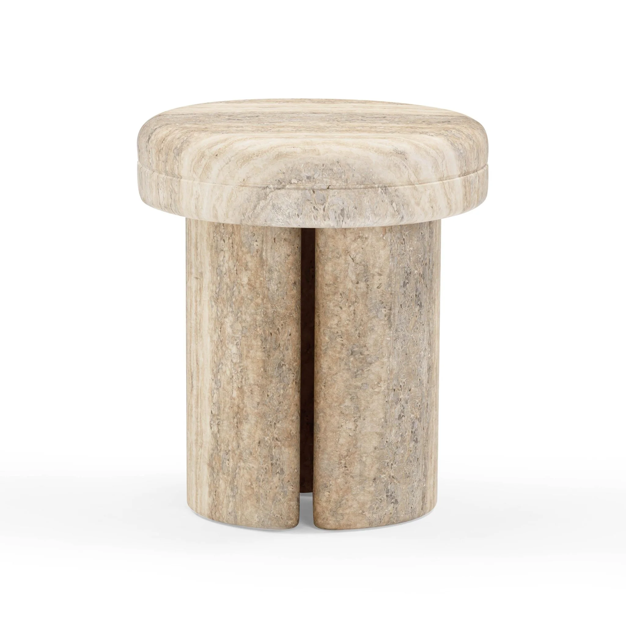 Sheila Travertine Textured Concrete Side Table - Image 3