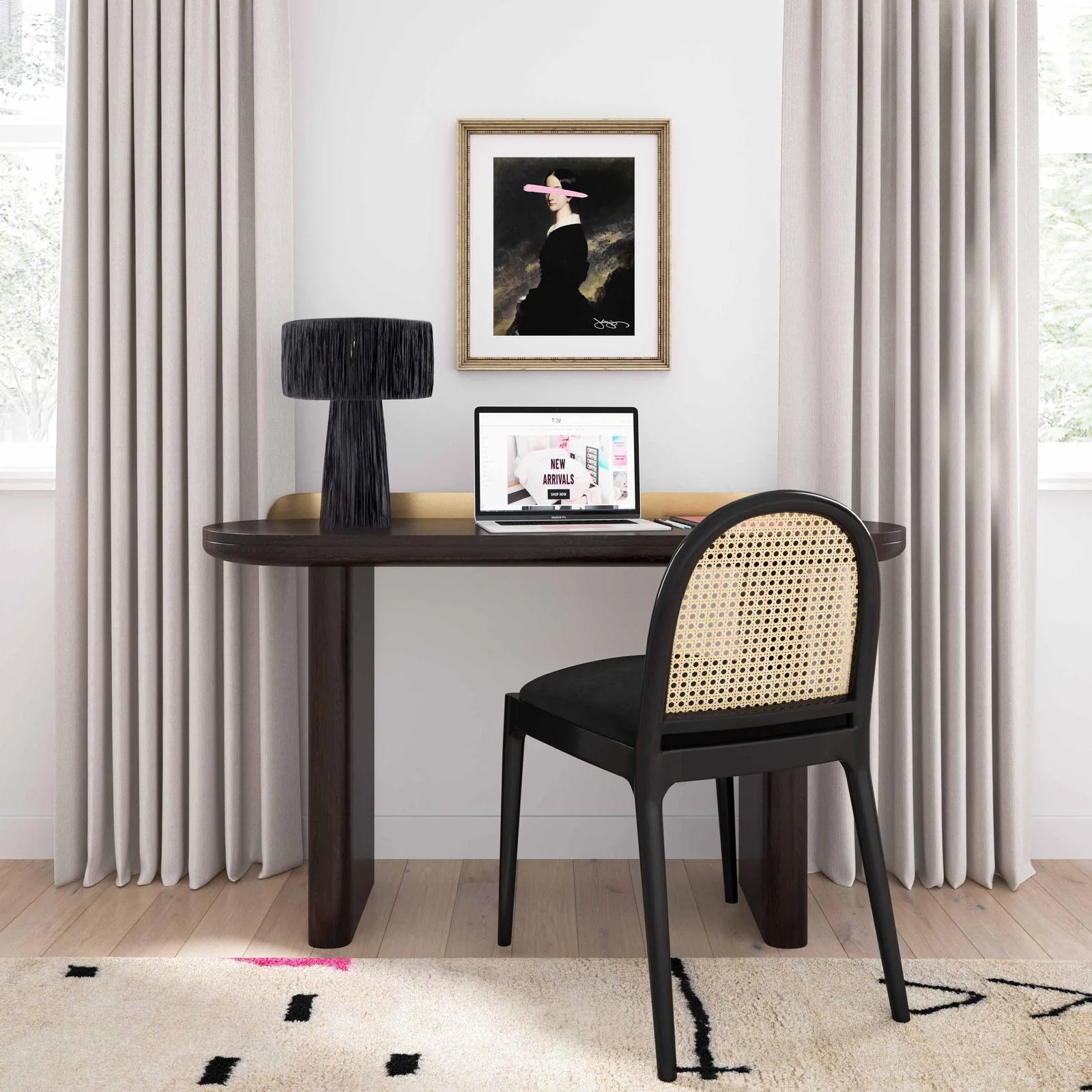 Shelby Raffia Black Table Lamp - Image 2