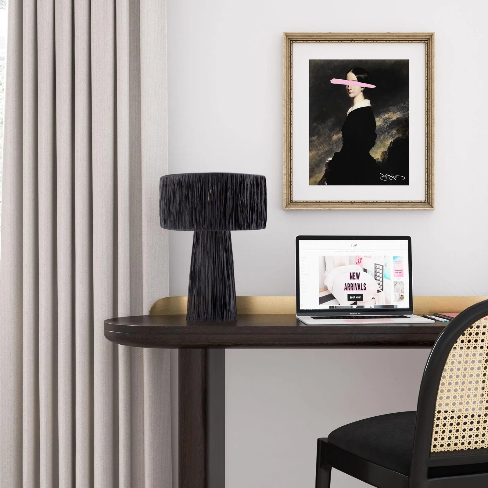 Shelby Raffia Black Table Lamp - Image 8