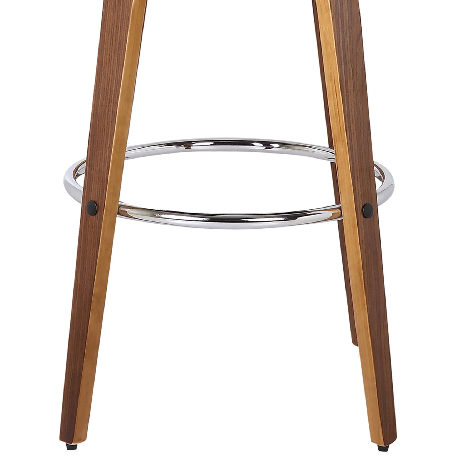 Shelly 30" Bar Height Swivel Brown Faux Leather and Walnut Wood Bar Stool - Image 6
