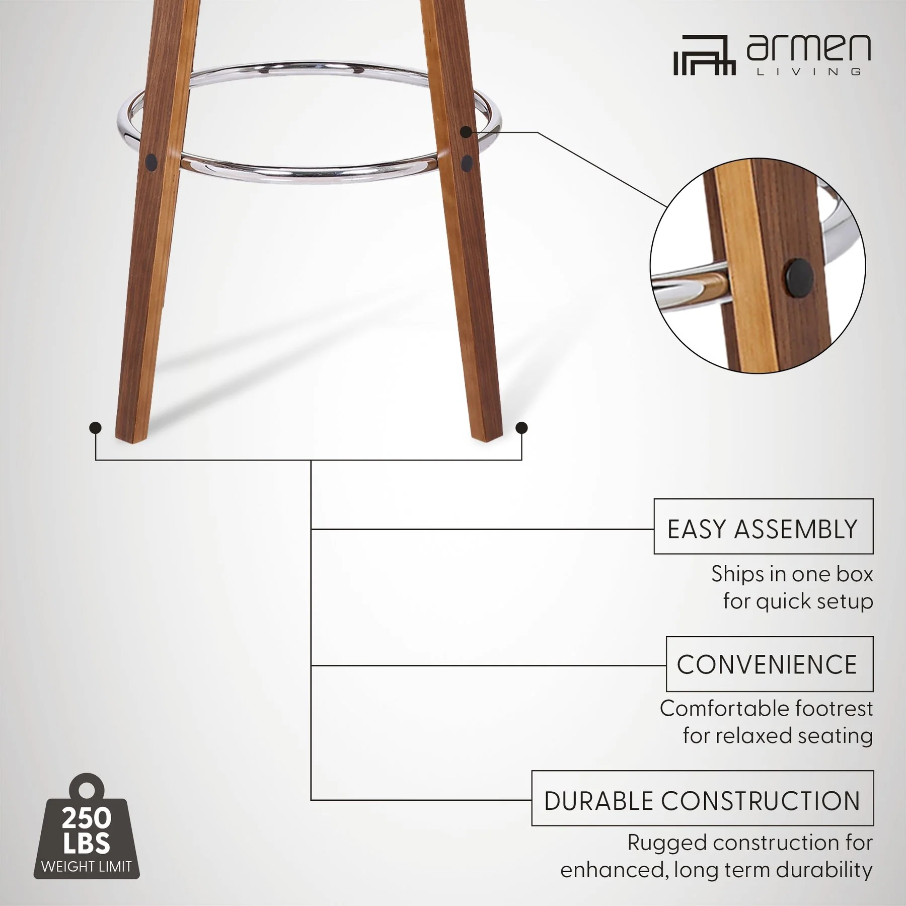 Shelly 30" Bar Height Swivel Cream Faux Leather and Walnut Wood Bar Stool - Image 8