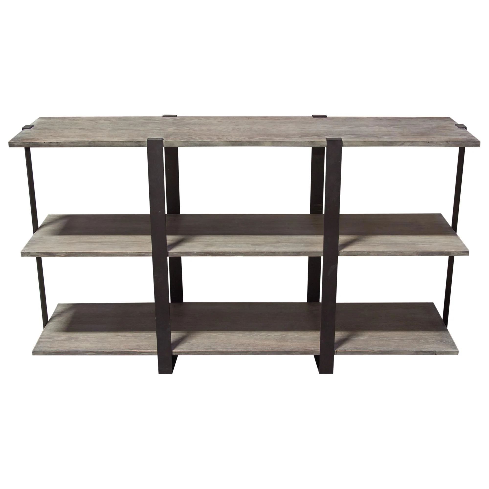 Sherman 59" 3-Tiered Shelf Unit in Grey Oak Finish with Iron Supports by Diamond Sofa - Image 4