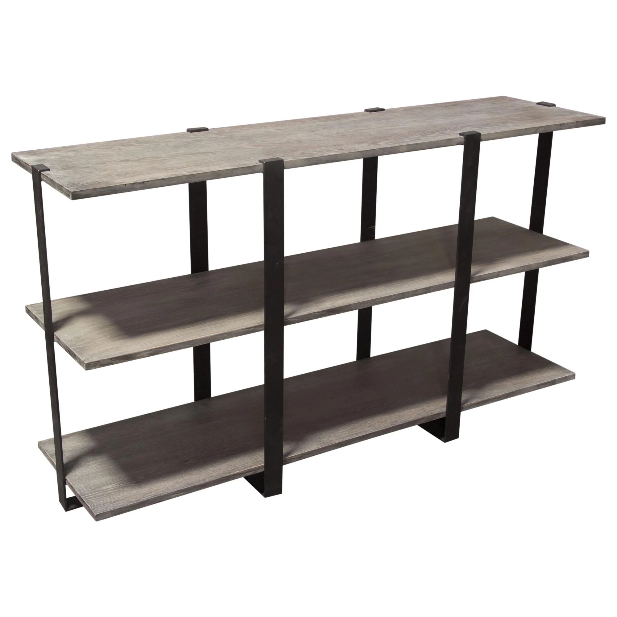 Sherman 59" 3-Tiered Shelf Unit in Grey Oak Finish with Iron Supports by Diamond Sofa - Image 5