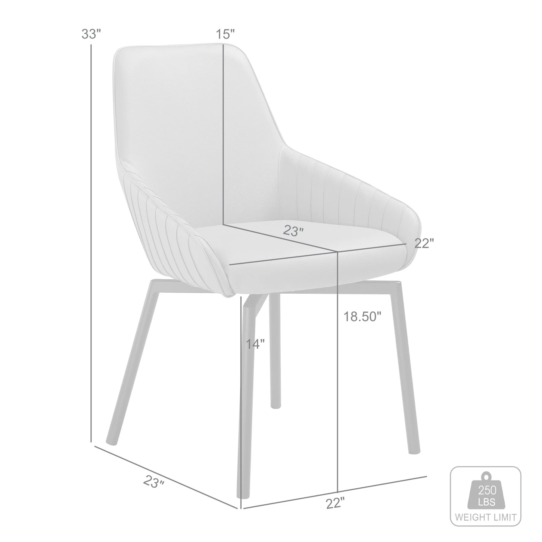 Shilo Swivel Upholstered Dining Chair in Champagne Faux Leather with Black Metal Legs - Set of 2 - Image 10