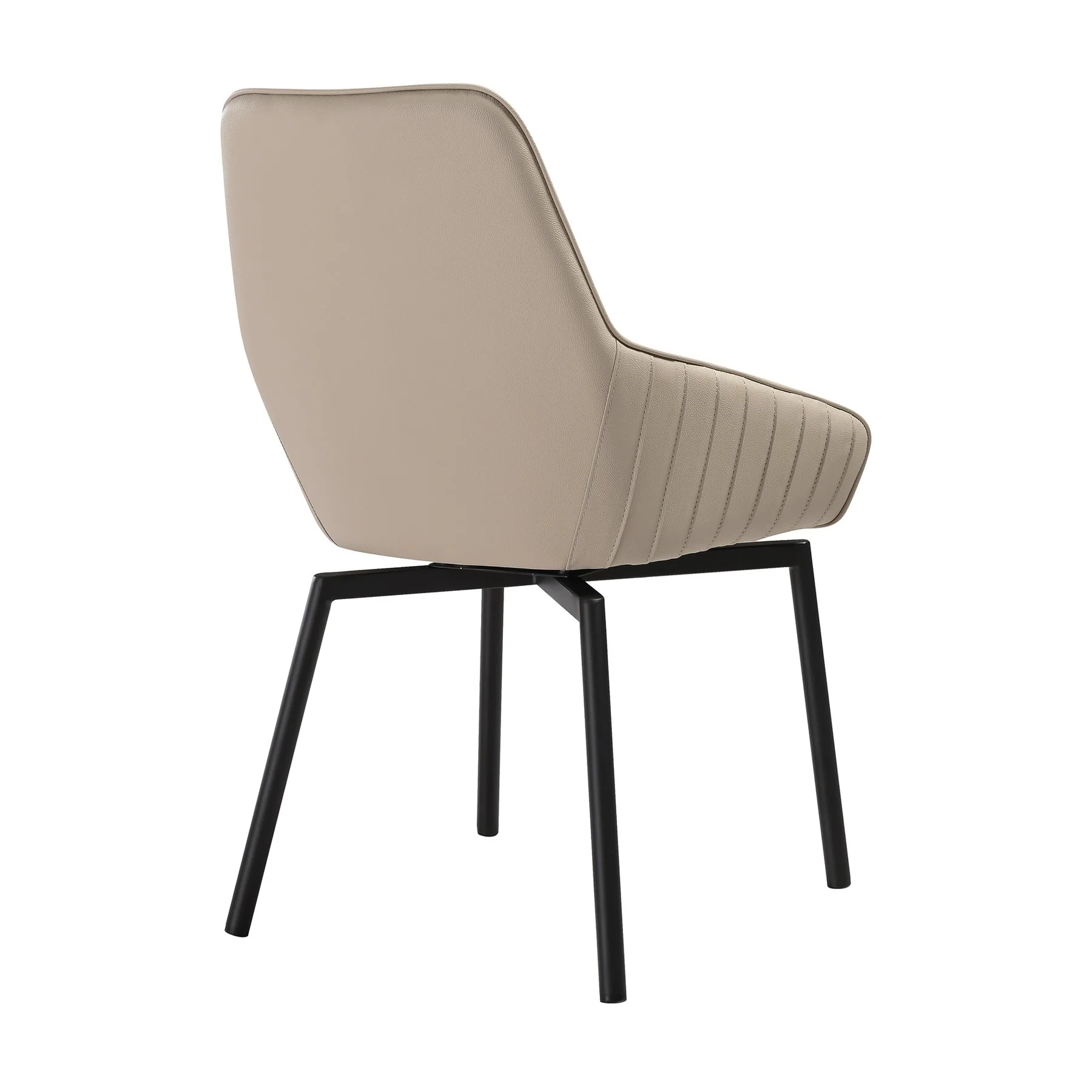 Shilo Swivel Upholstered Dining Chair in Champagne Faux Leather with Black Metal Legs - Set of 2 - Image 4