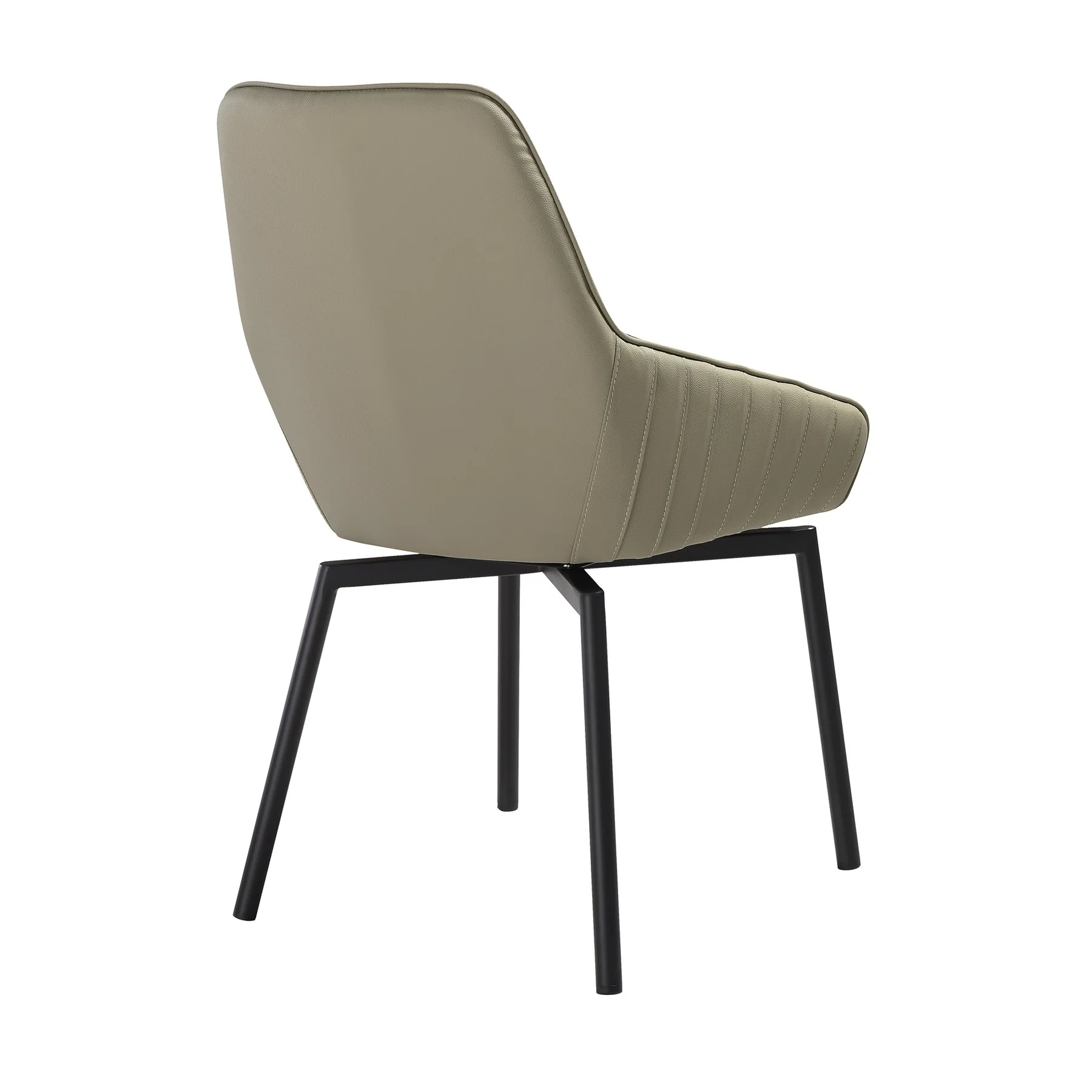 Shilo Swivel Upholstered Dining Chair in Taupe Gray Faux Leather with Black Metal Legs - Set of 2 - Image 4