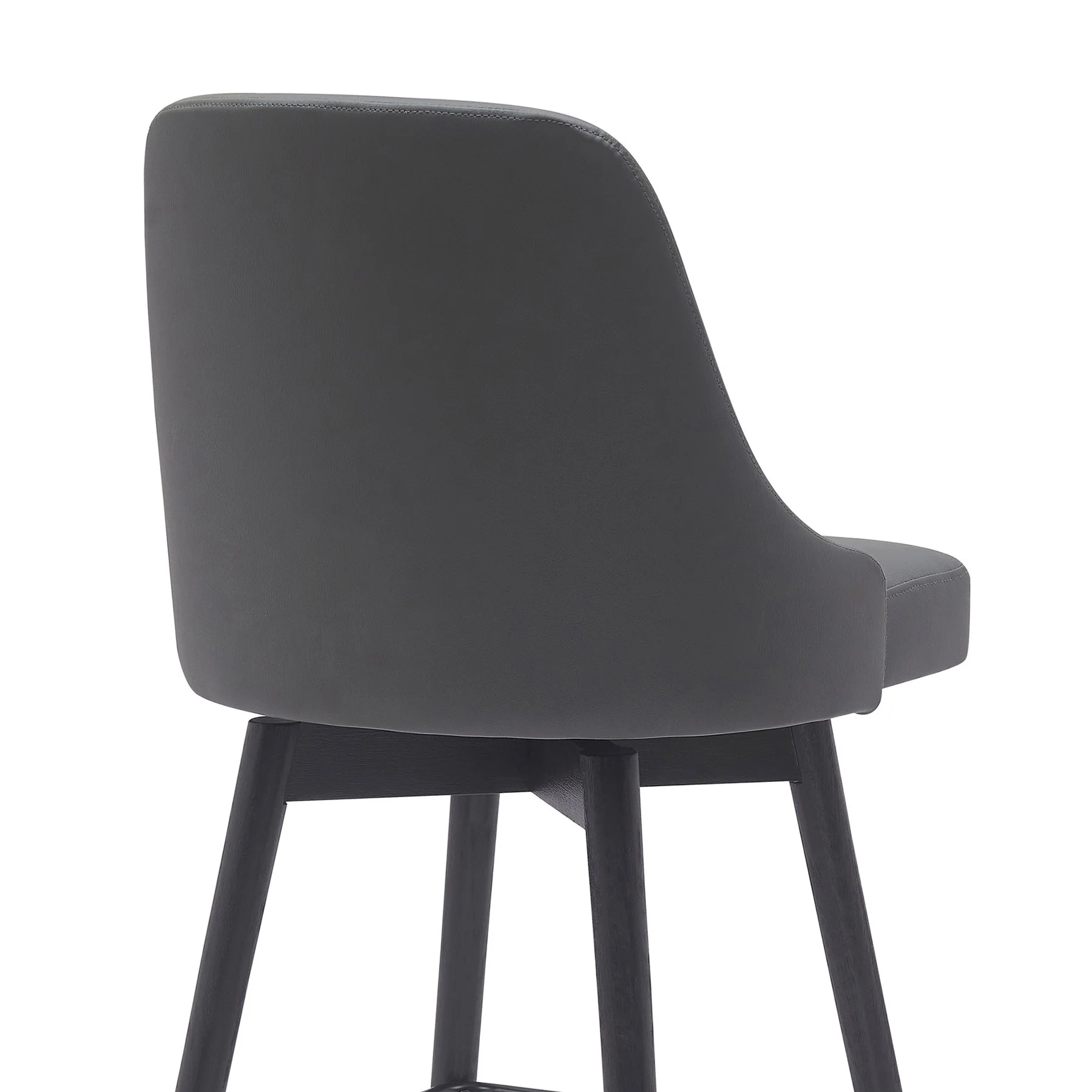 Sicily 26" Swivel Black Wood Counter Stool in Gray Faux Leather - Image 7