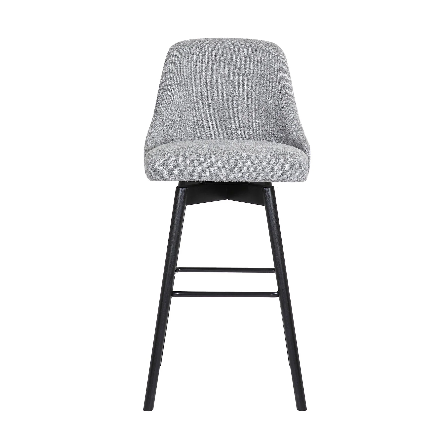 Sicily 26" Swivel Black Wood Counter Stool in Light Gray Fabric - Image 2