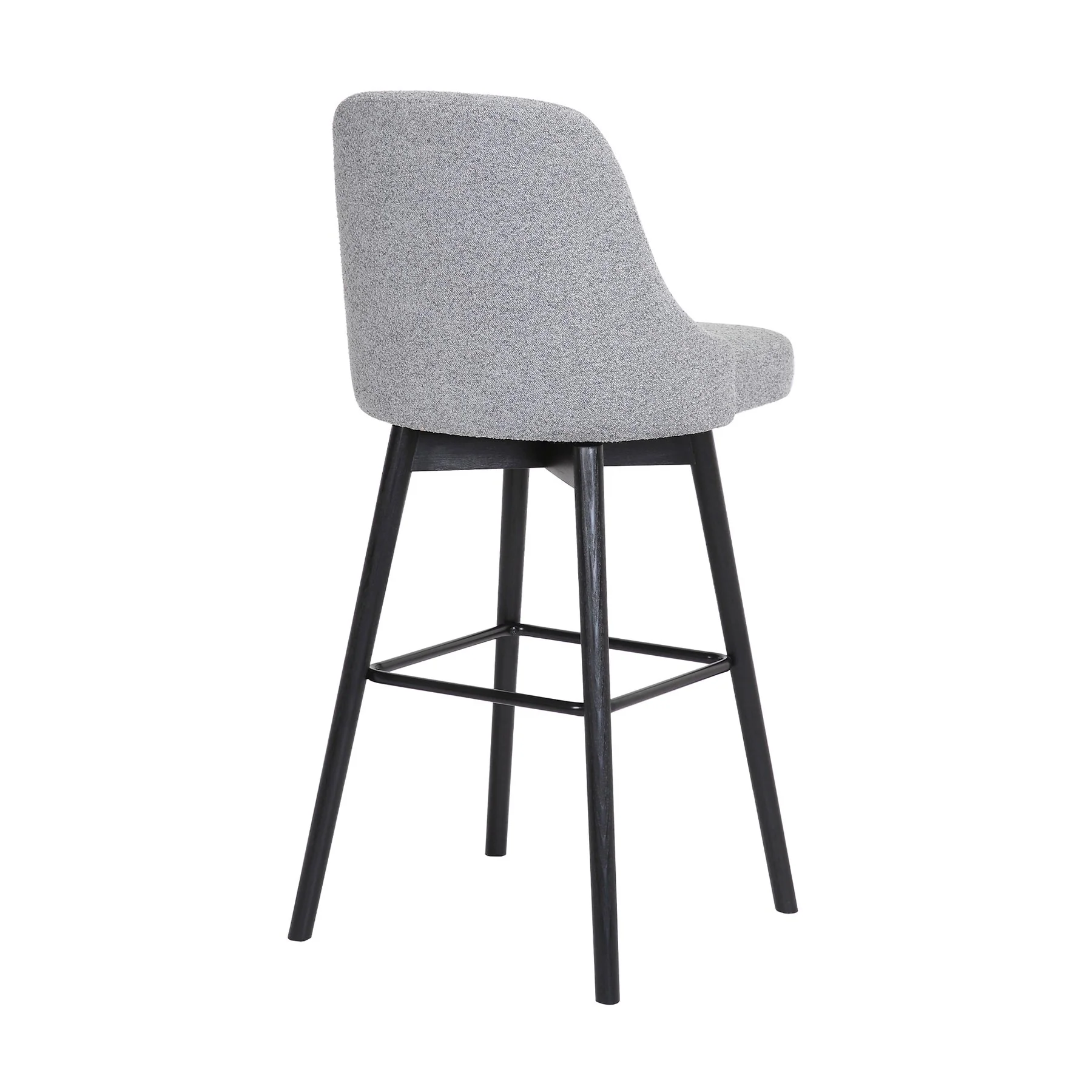Sicily 26" Swivel Black Wood Counter Stool in Light Gray Fabric - Image 4