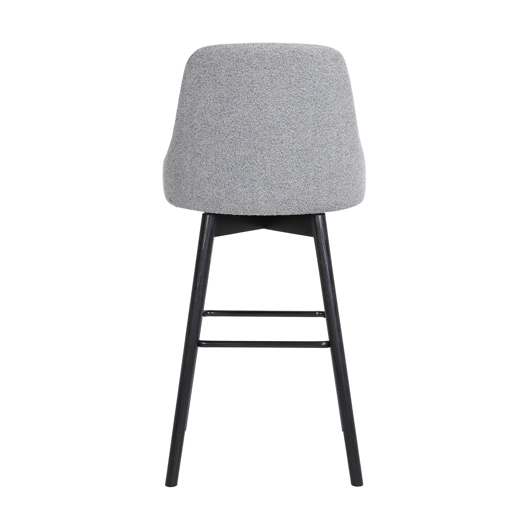 Sicily 26" Swivel Black Wood Counter Stool in Light Gray Fabric - Image 5