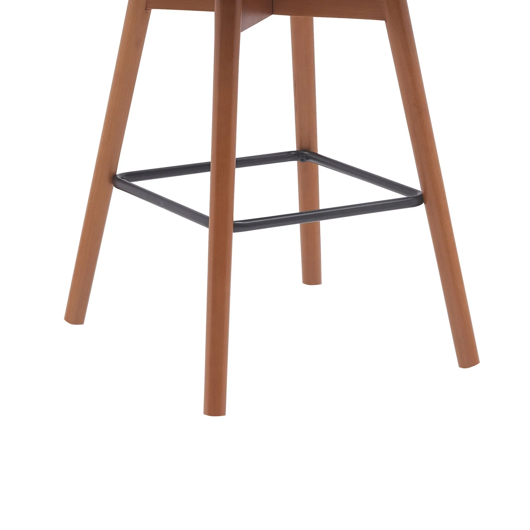 Sicily 26" Swivel Walnut Wood Counter Stool in Cream Faux Leather - Image 6