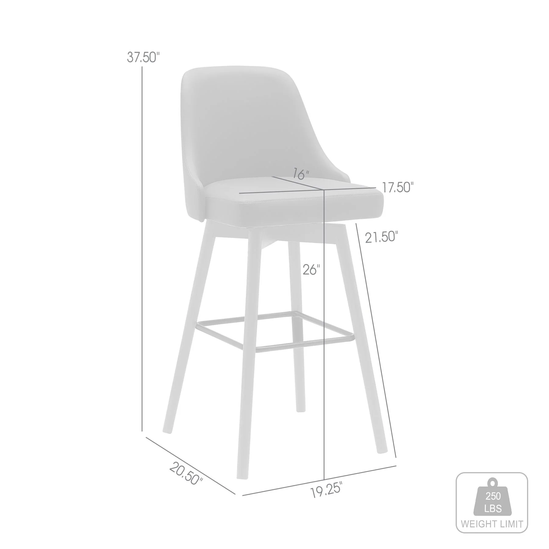 Sicily 26" Swivel Walnut Wood Counter Stool in Gray Faux Leather - Image 7