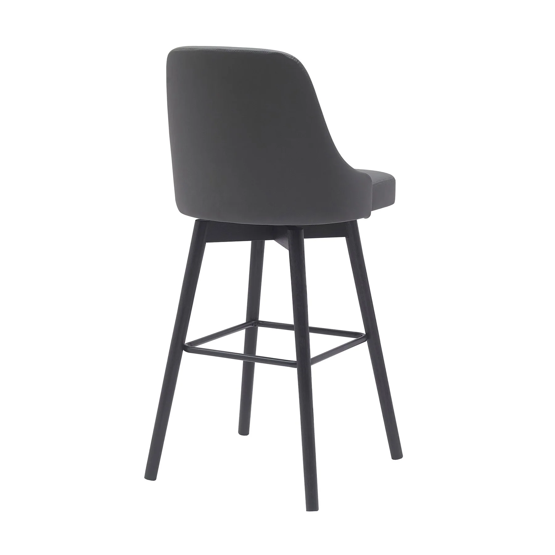 Sicily 30" Swivel Black Wood Bar Stool in Gray Faux Leather - Image 3