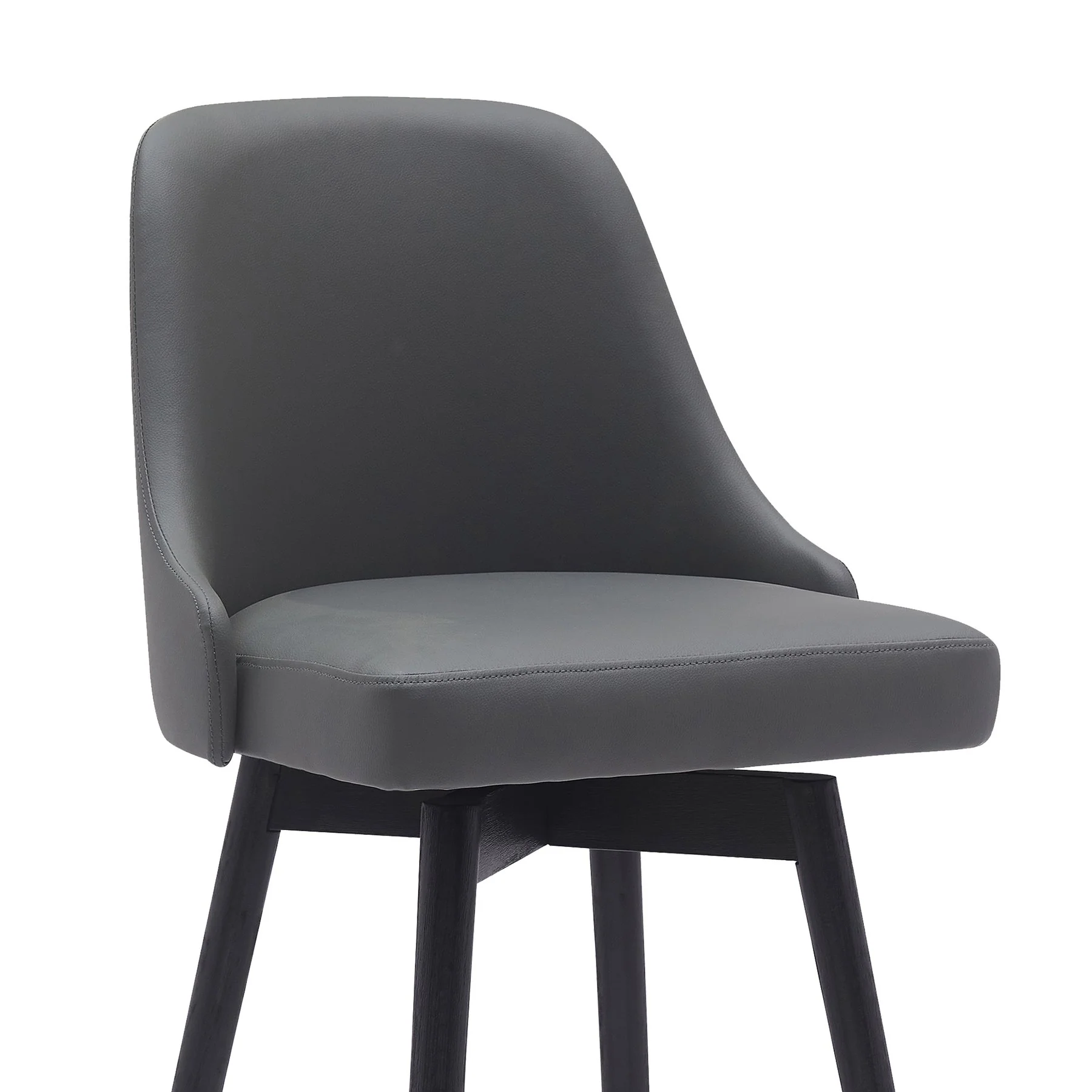 Sicily 30" Swivel Black Wood Bar Stool in Gray Faux Leather - Image 4