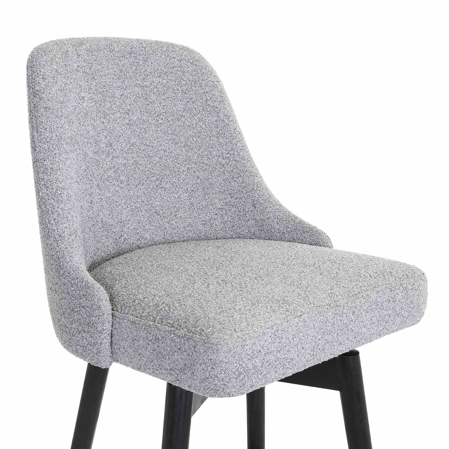 Sicily 30" Swivel Black Wood Bar Stool in Light Gray Fabric - Image 6
