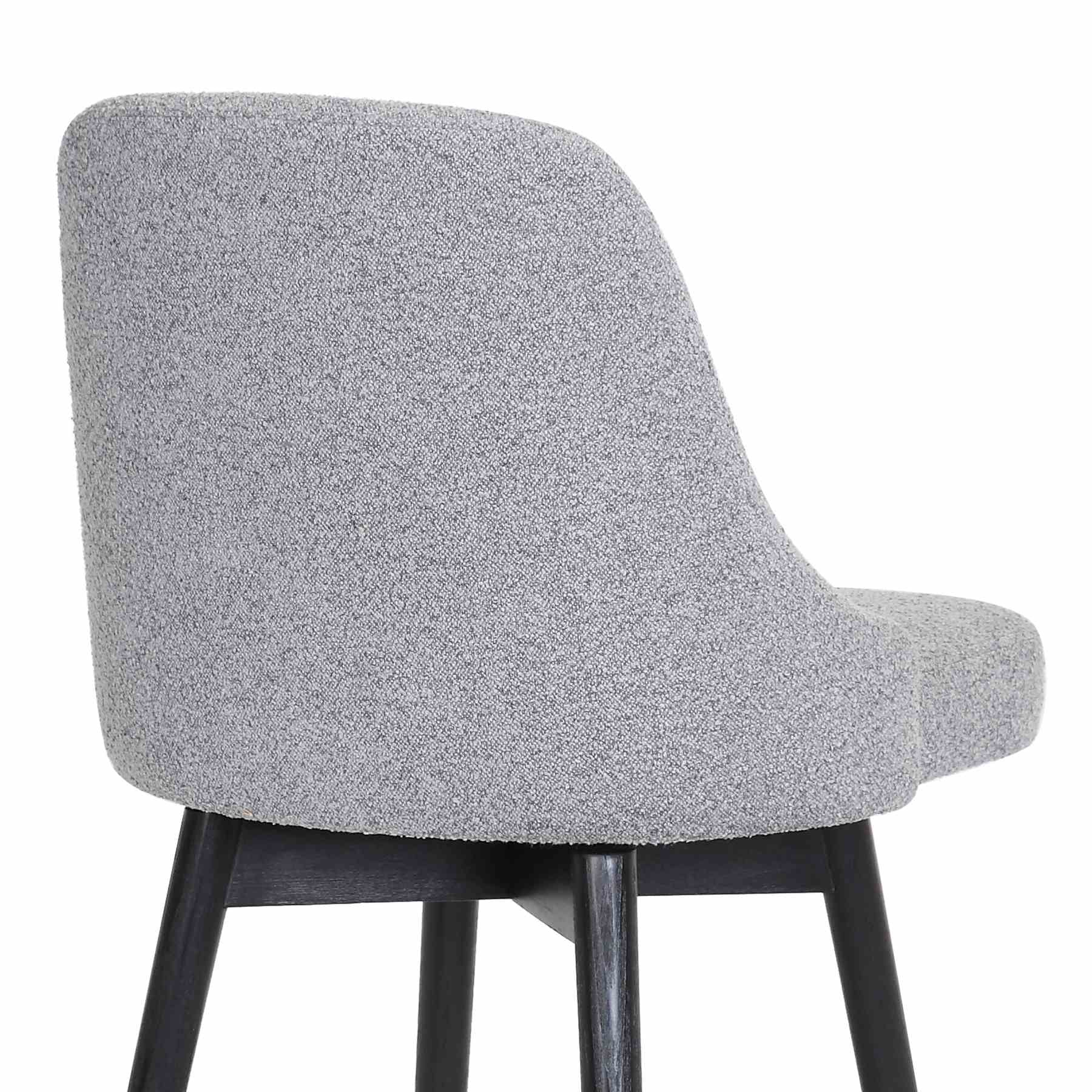 Sicily 30" Swivel Black Wood Bar Stool in Light Gray Fabric - Image 7