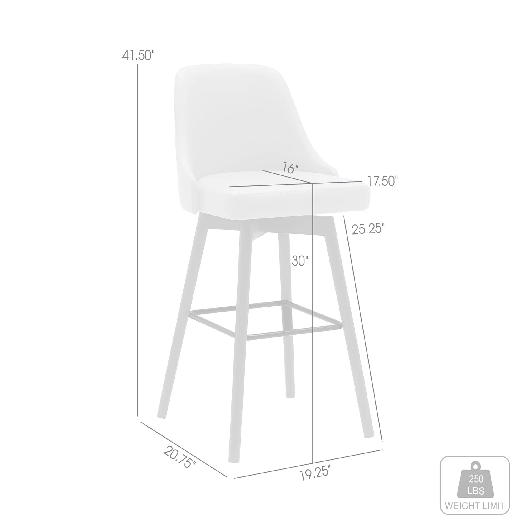 Sicily 30" Swivel Walnut Wood Bar Stool in Cream Faux Leather - Image 7