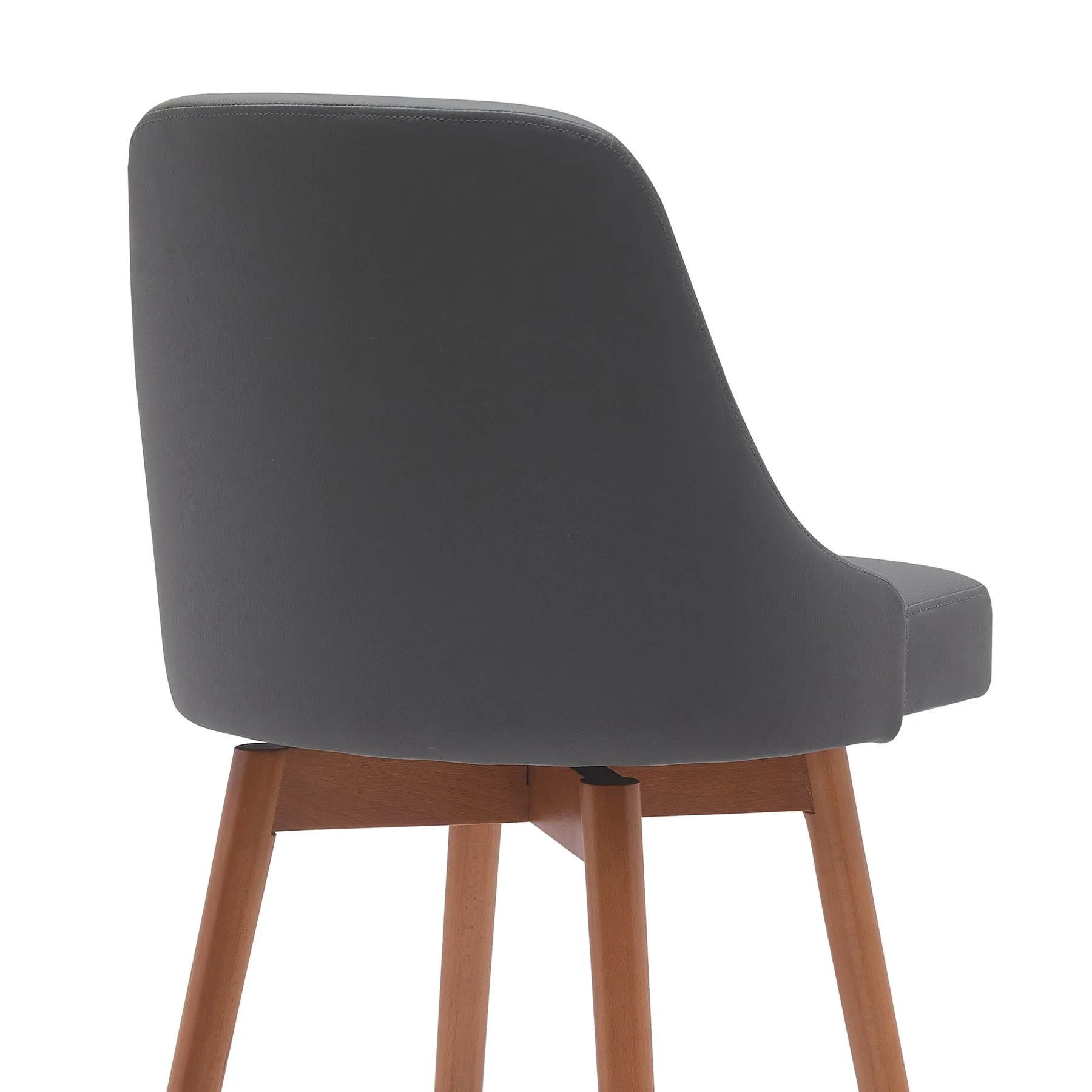 Sicily 30" Swivel Walnut Wood Bar Stool in Gray Faux Leather - Image 5