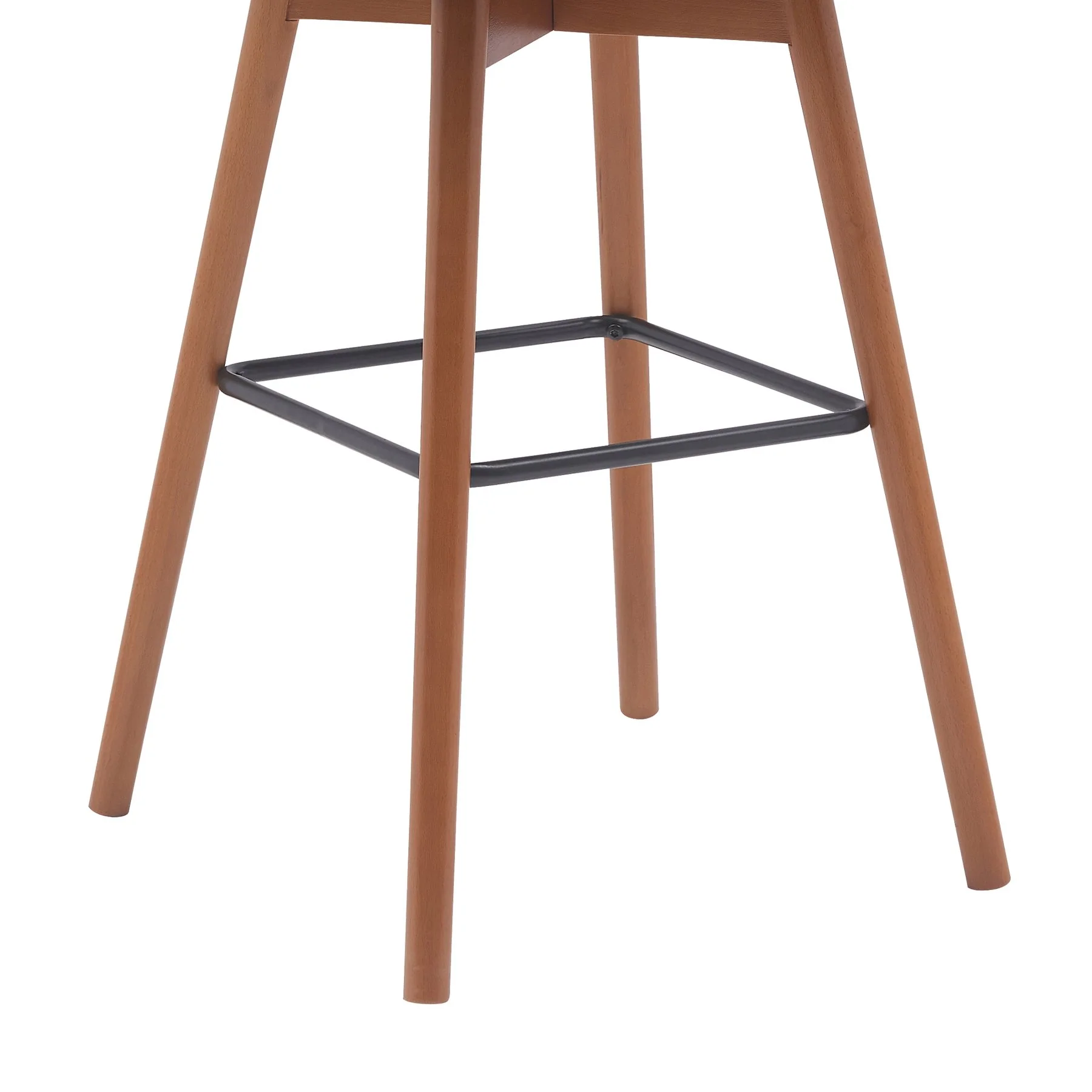 Sicily 30" Swivel Walnut Wood Bar Stool in Gray Faux Leather - Image 6