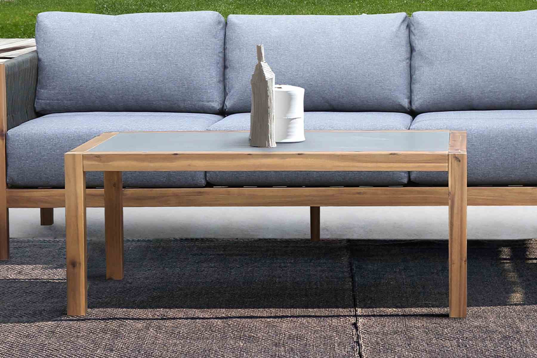 Sienna Outdoor Coffee Table with Teak Finish and Stone Top - Image 6