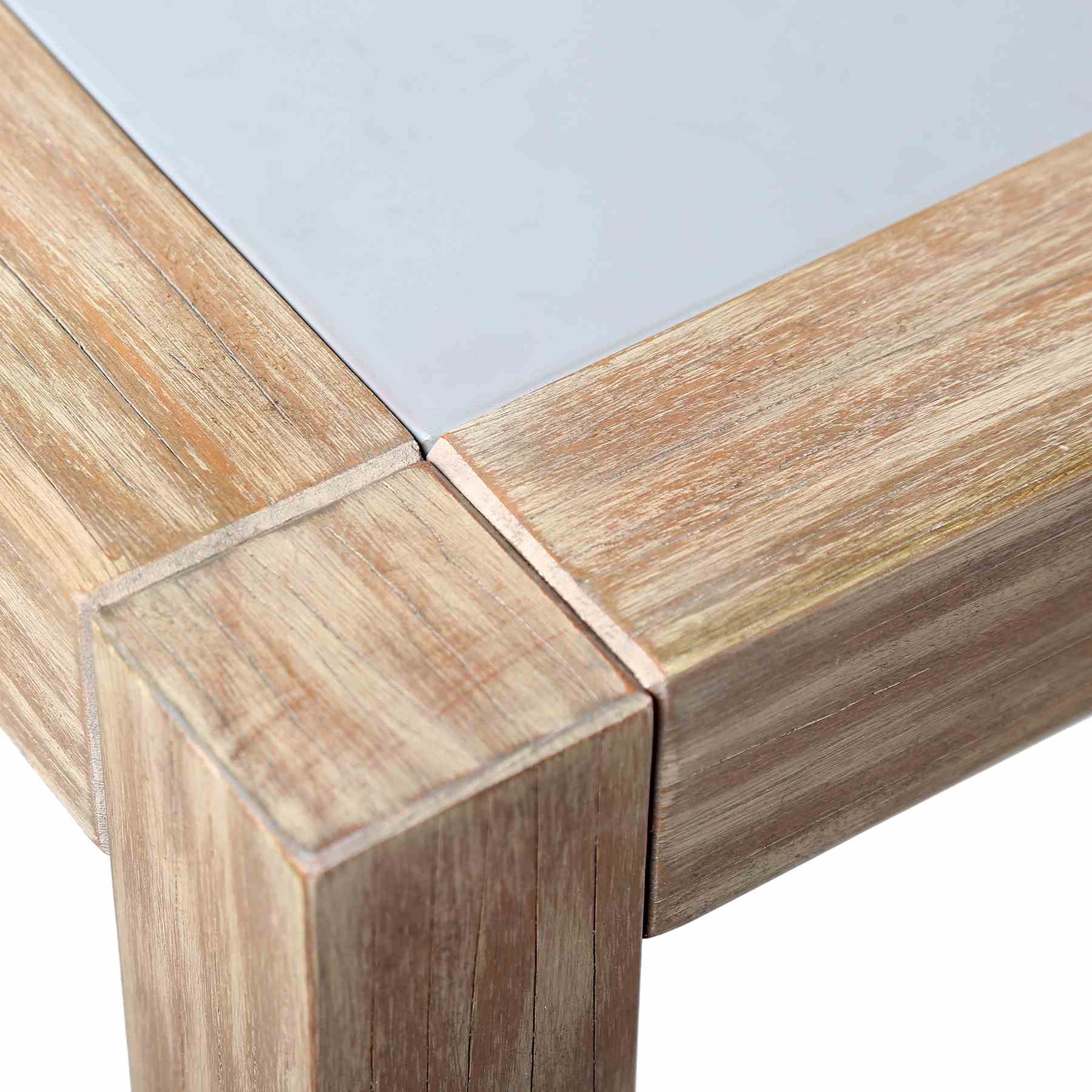 Sienna Outdoor Eucalyptus Dining Table with Gray Teak Finish and Super Stone Top - Image 3