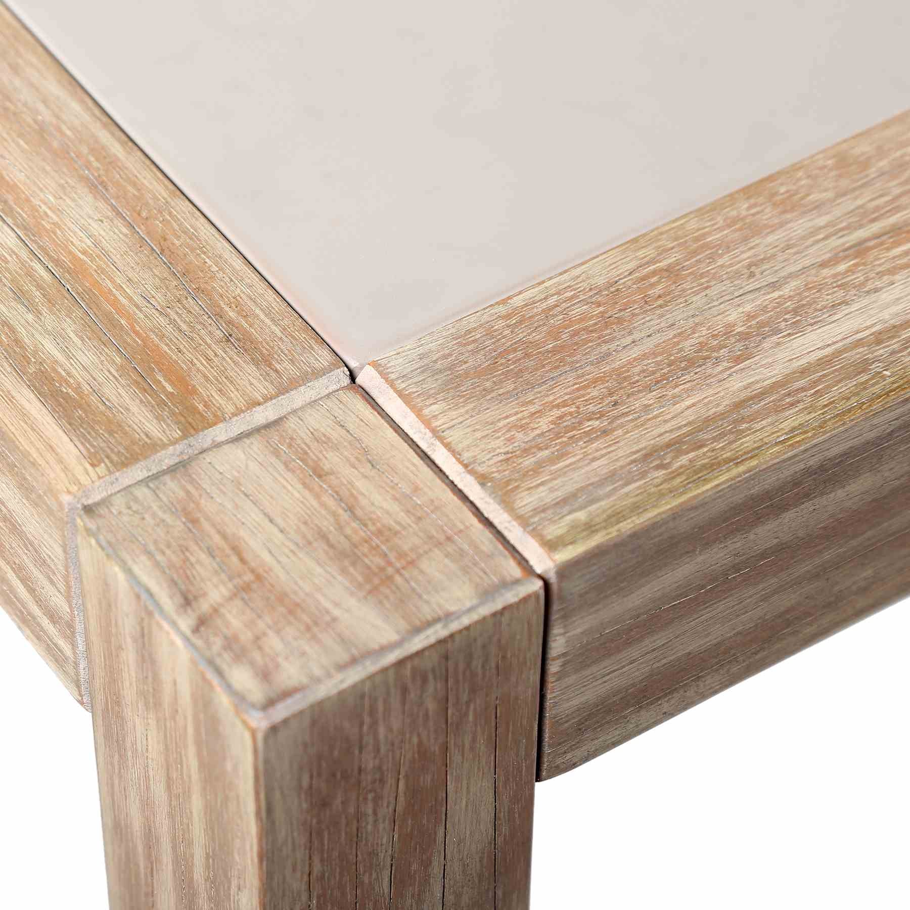 Sienna Outdoor Eucalyptus Dining Table with Teak Finish and Gray Super Stone Top - Image 3