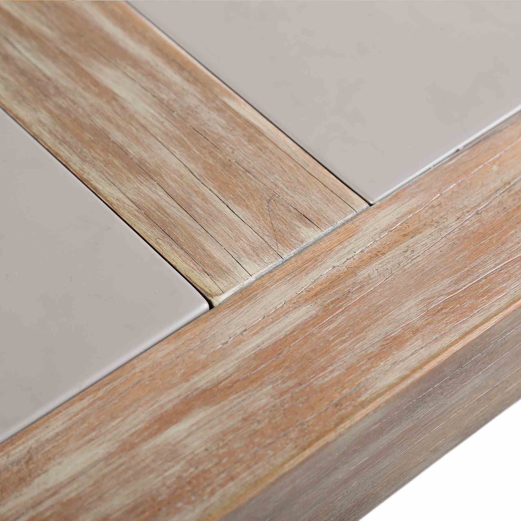 Sienna Outdoor Eucalyptus Dining Table with Teak Finish and Gray Super Stone Top - Image 4