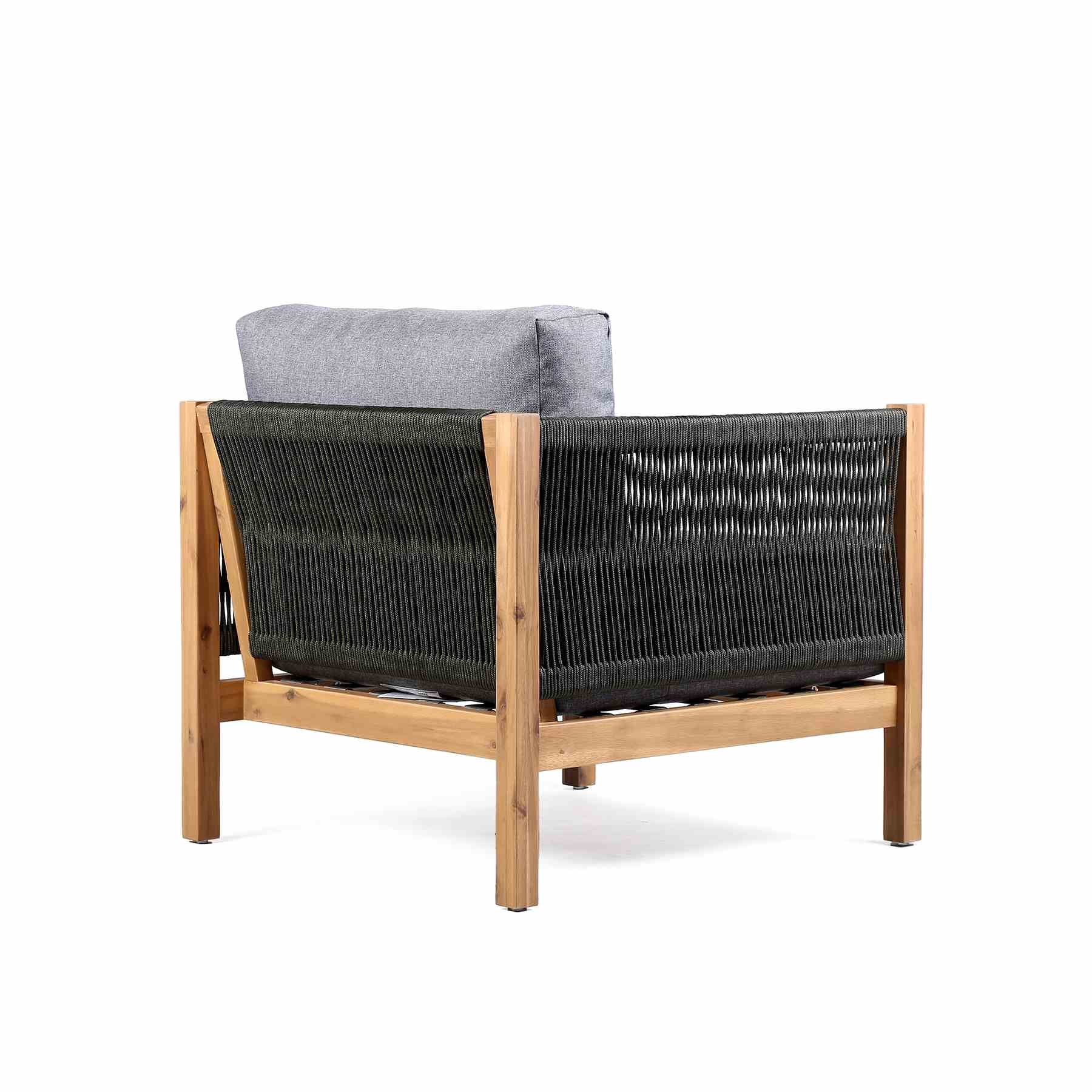 Sienna Outdoor Eucalyptus Lounge Chair in Teak Finish with Gray Cushions - Image 3