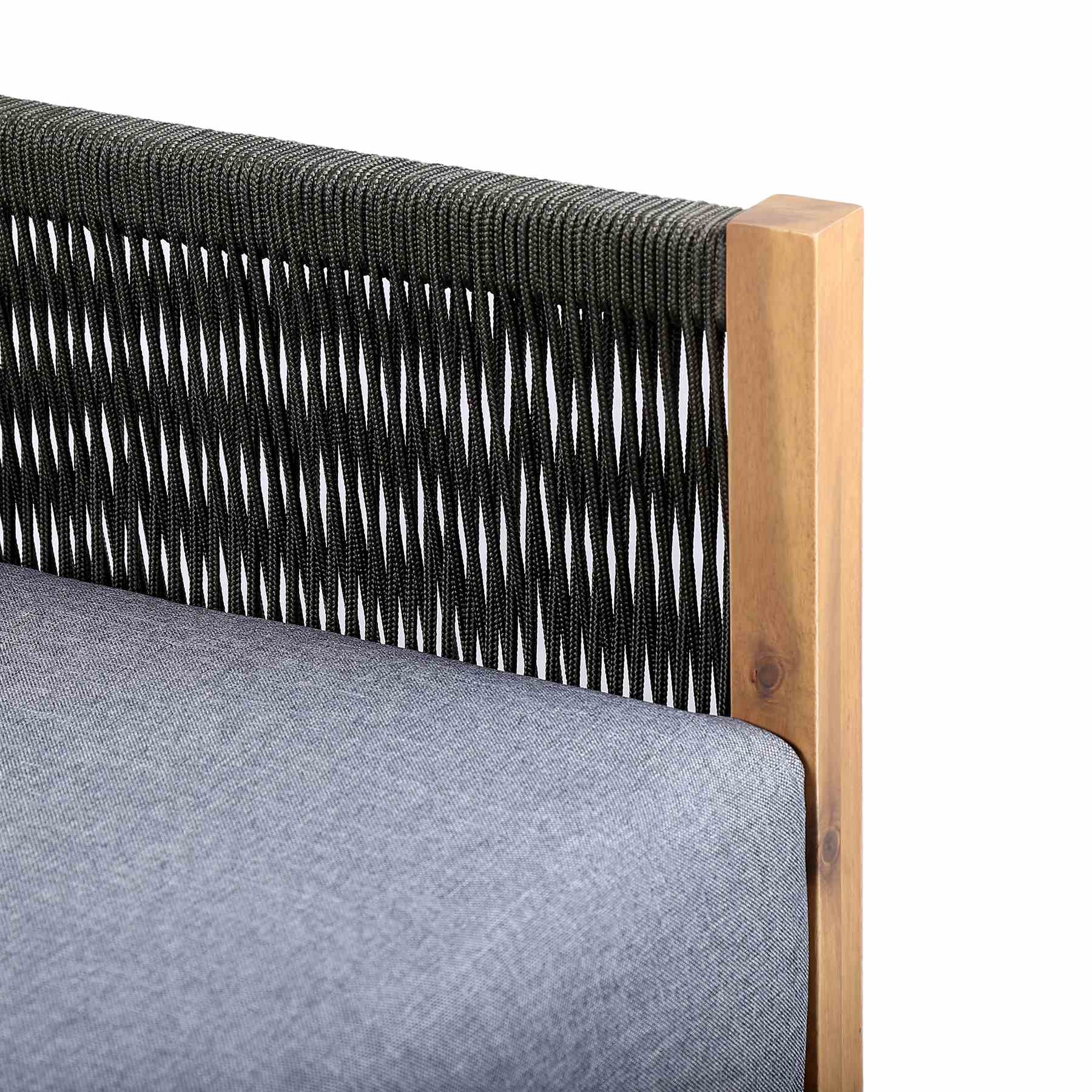Sienna Outdoor Eucalyptus Lounge Chair in Teak Finish with Gray Cushions - Image 4