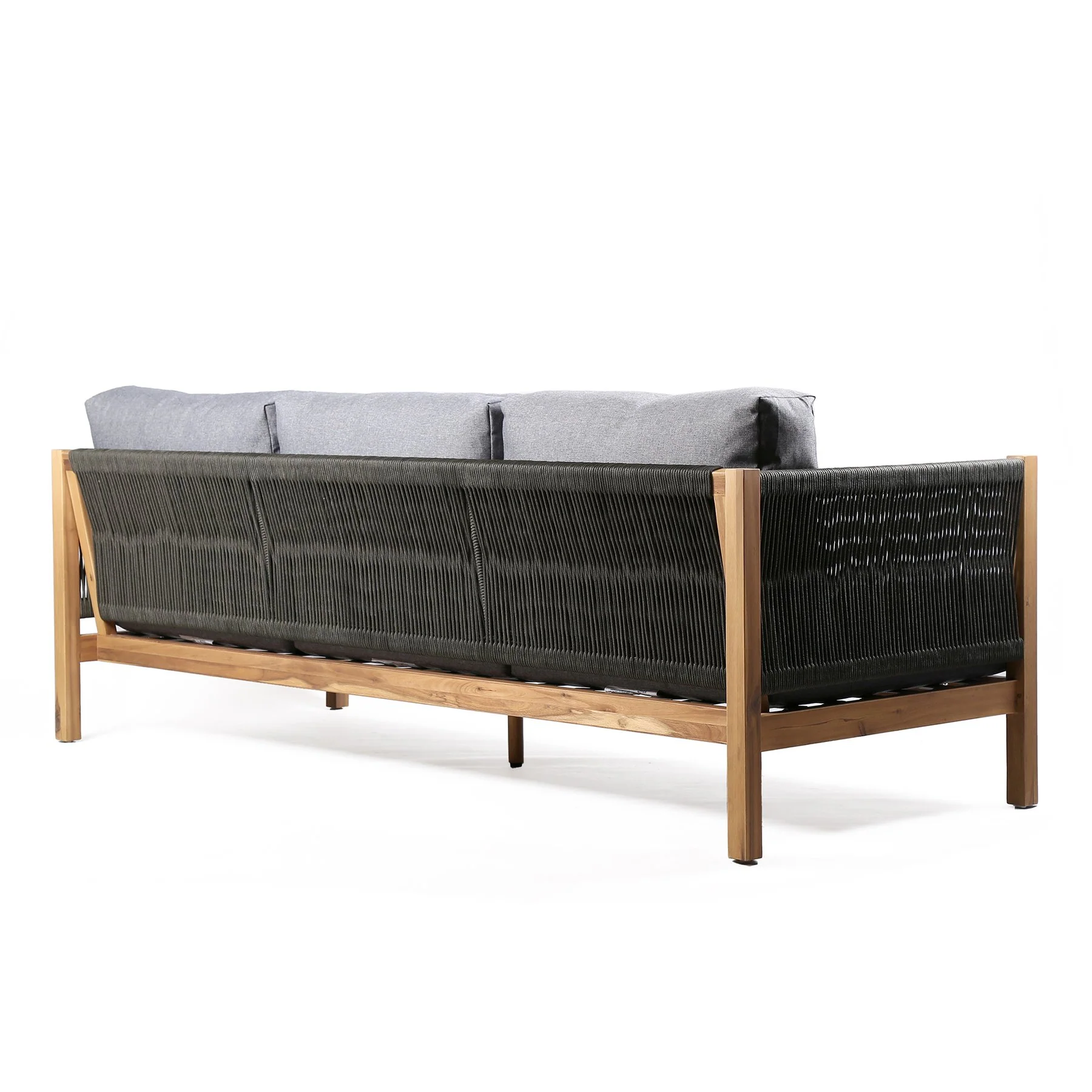 Sienna Outdoor Eucalyptus Sofa in Teak Finish with Gray Cushions - Image 3
