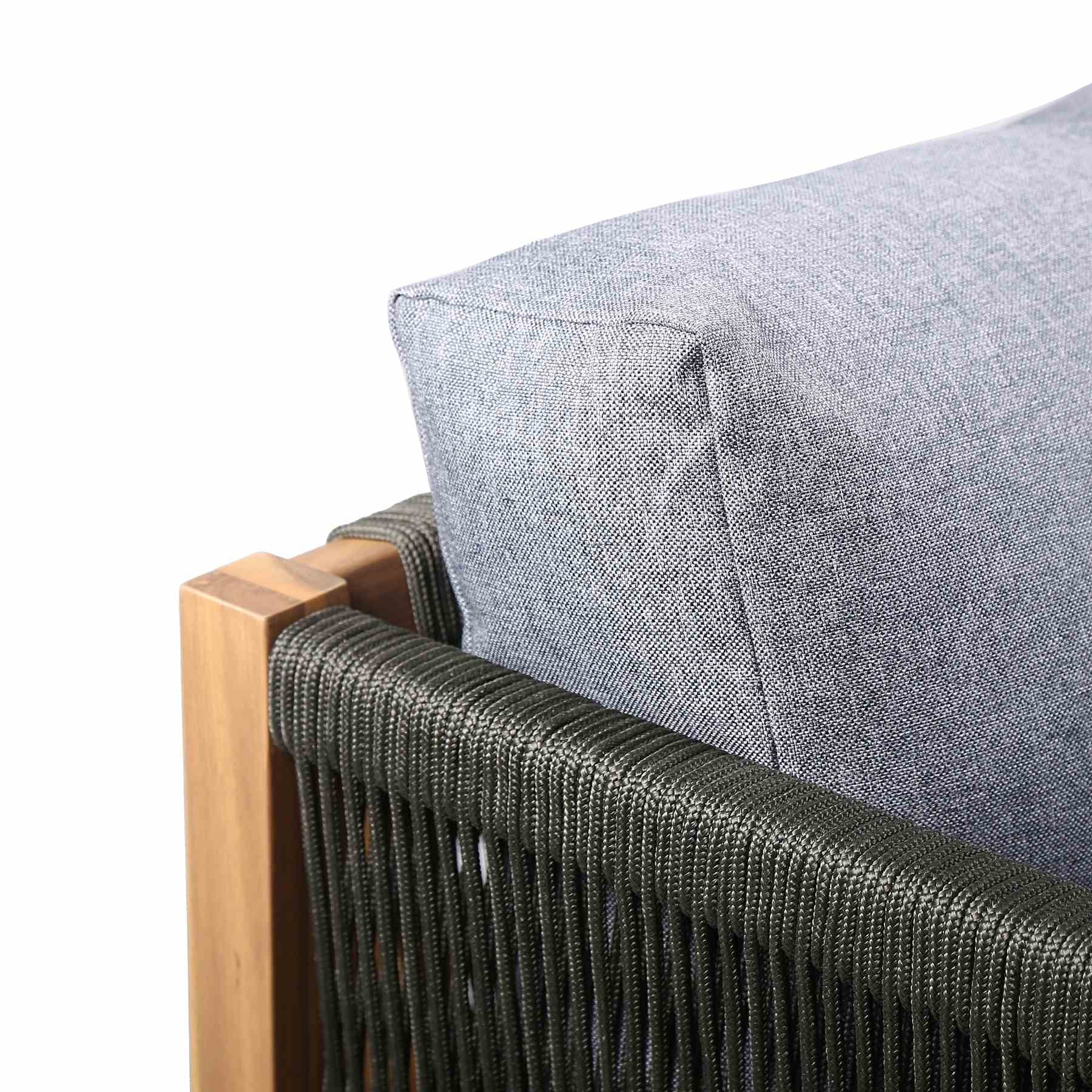 Sienna Outdoor Eucalyptus Sofa in Teak Finish with Gray Cushions - Image 5