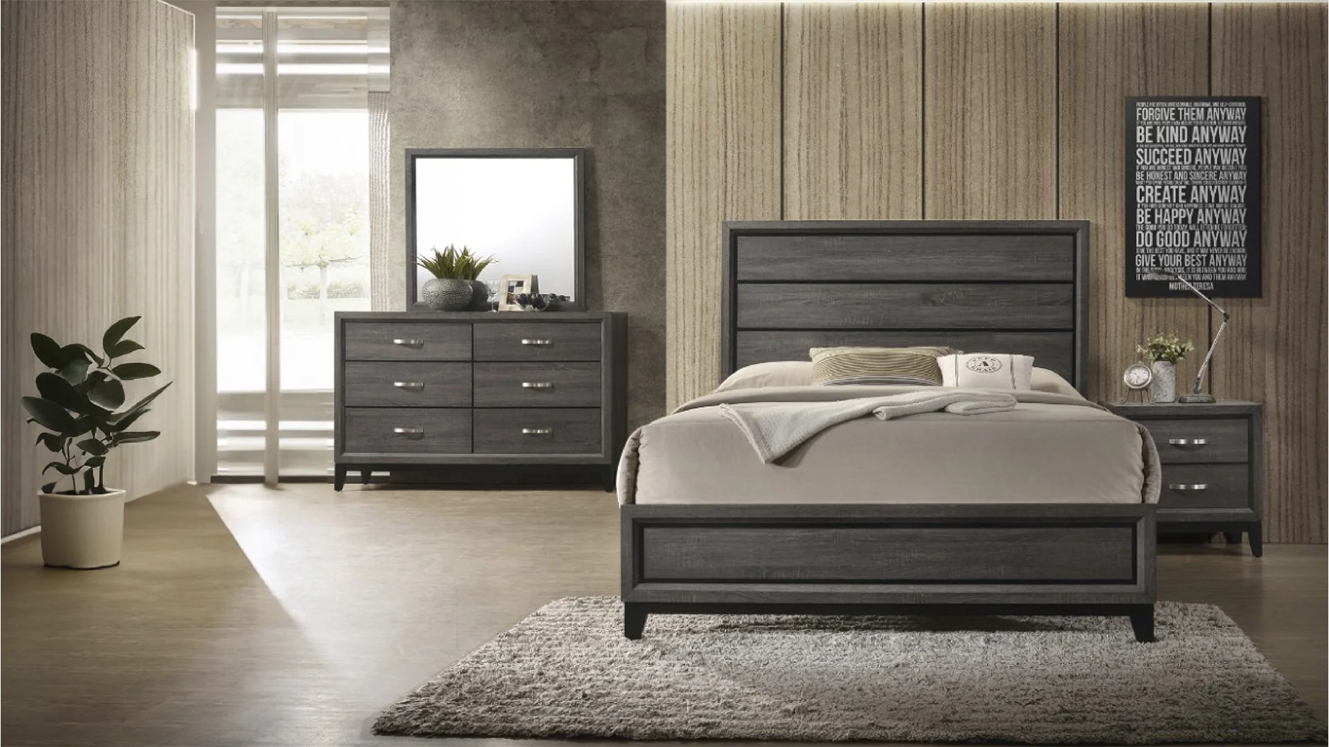 Sierra 4 Pc Queen Bed Gray - Image 16
