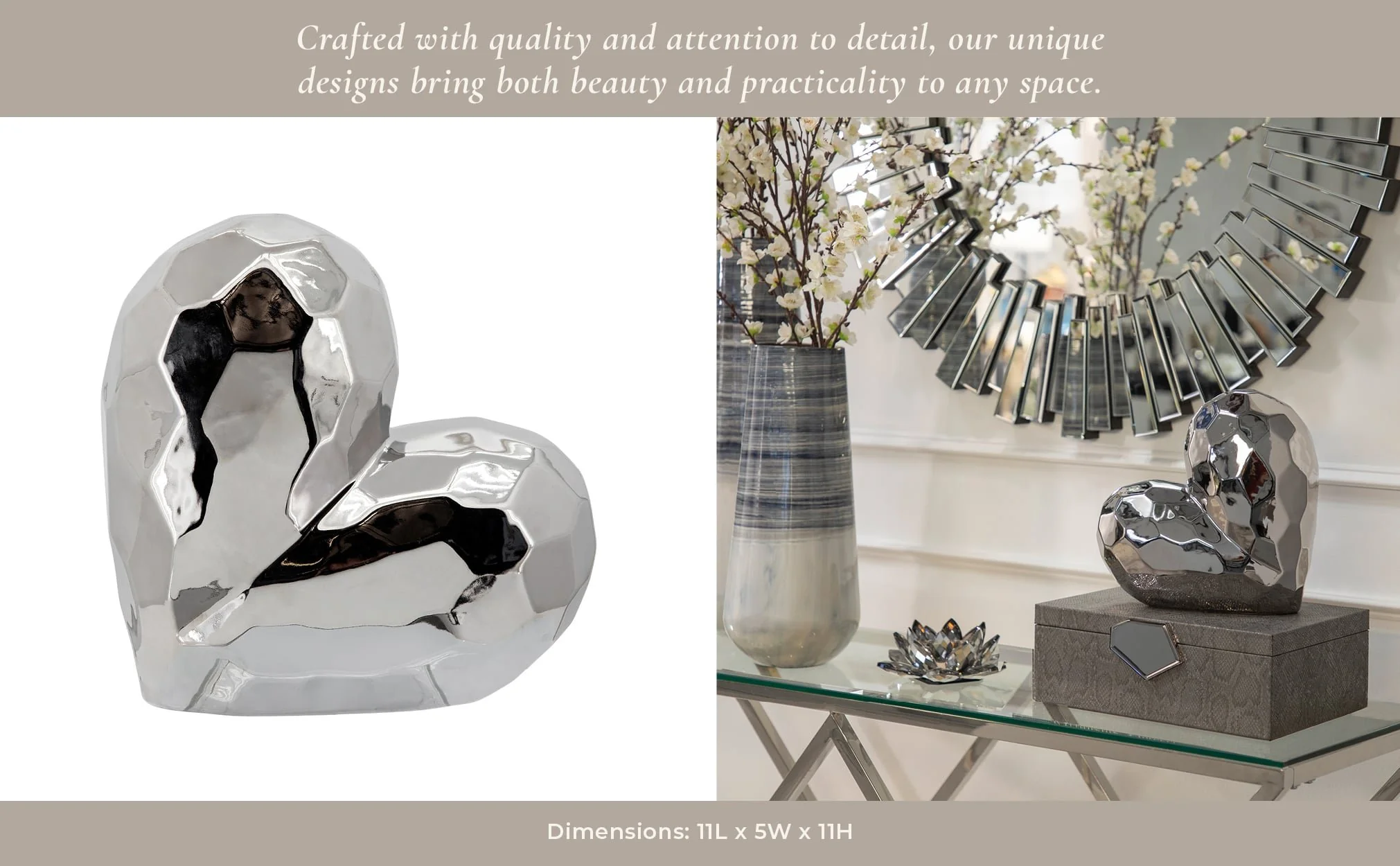 Silver Ceramic Heart 11 - Image 5