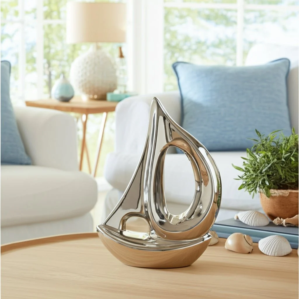 Silver Ceramic Sailboat 8 - Image 9