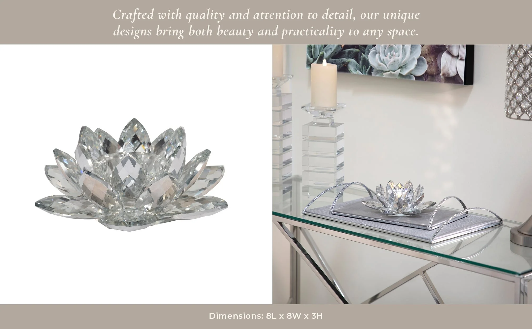 Silver Crystal Lotus Candle Holder 8 - Image 13