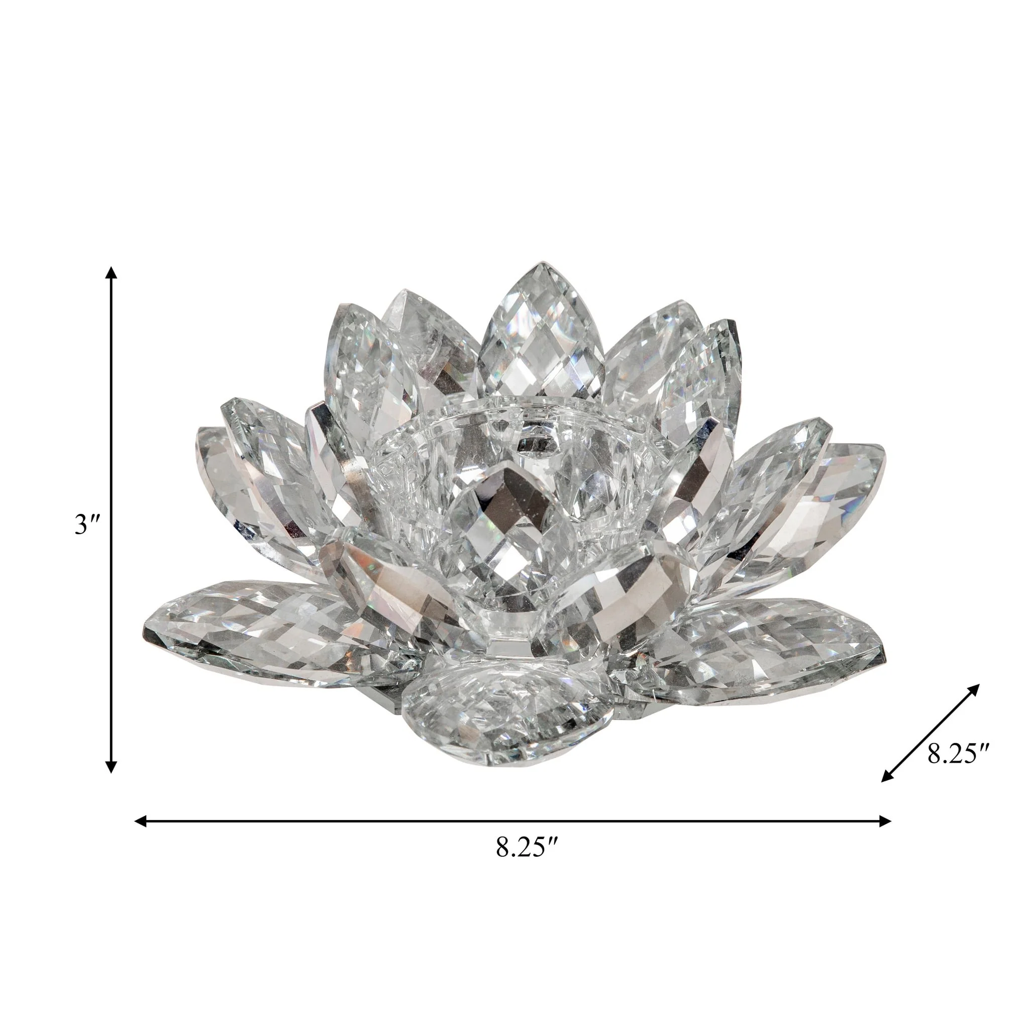 Silver Crystal Lotus Candle Holder 8 - Image 8