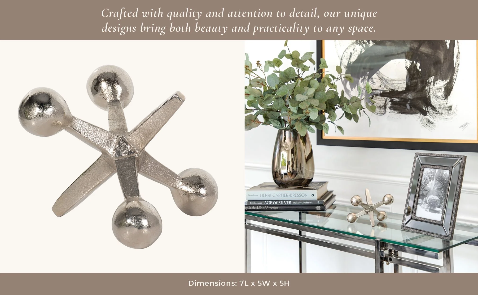 Silver Metal Jacks Decor, 5 - Image 4