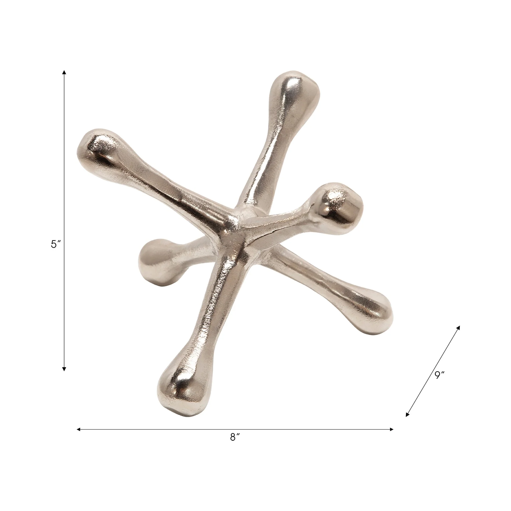 Silver Metal Jacks Sculpture, 8 - Image 3