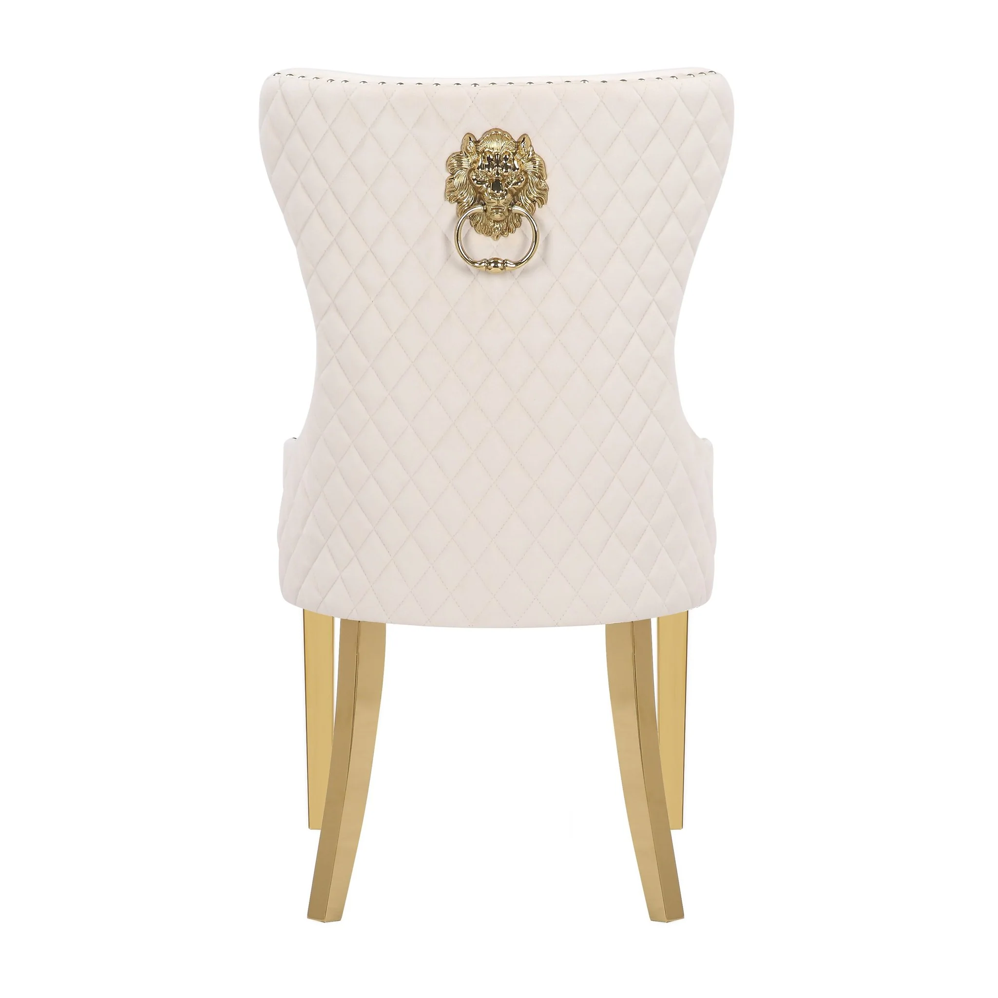 Simba Gold Legs Chair Finish with Velvet Fabric in Beige - Image 6