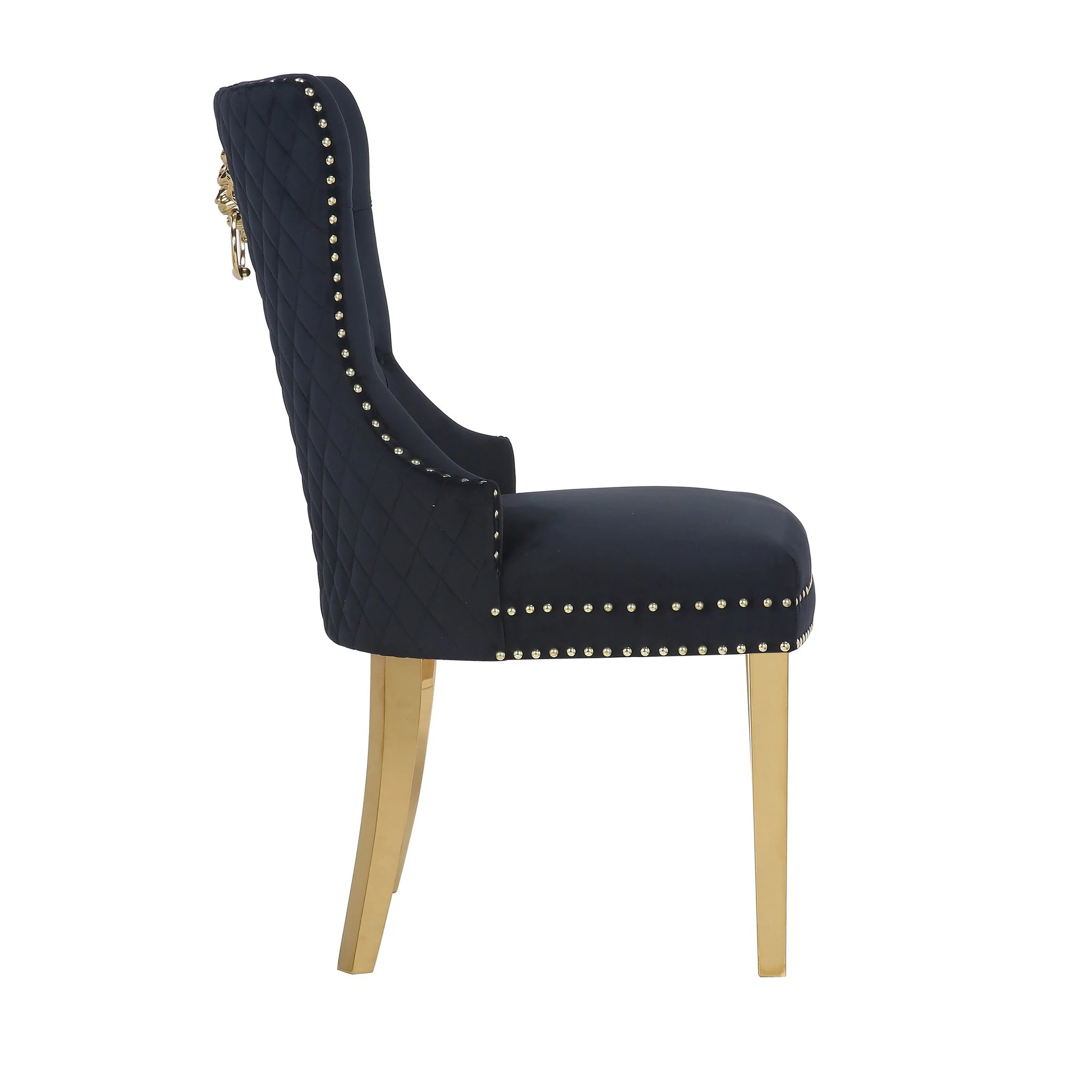 Simba Gold Legs Chair Finish with Velvet Fabric in Black - Image 4