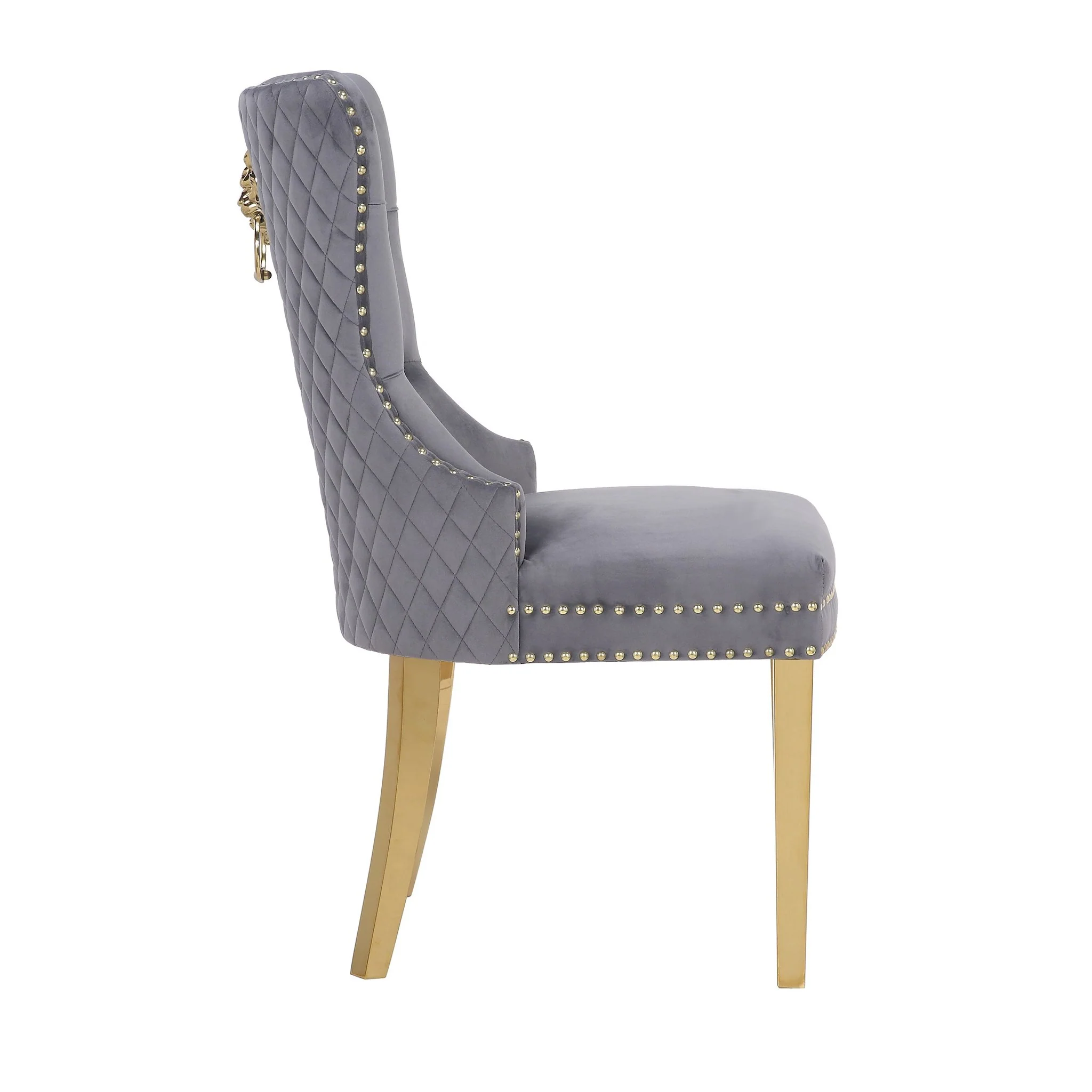 Simba Gold Legs Chair Finish with Velvet Fabric in Dark Gray - Image 6