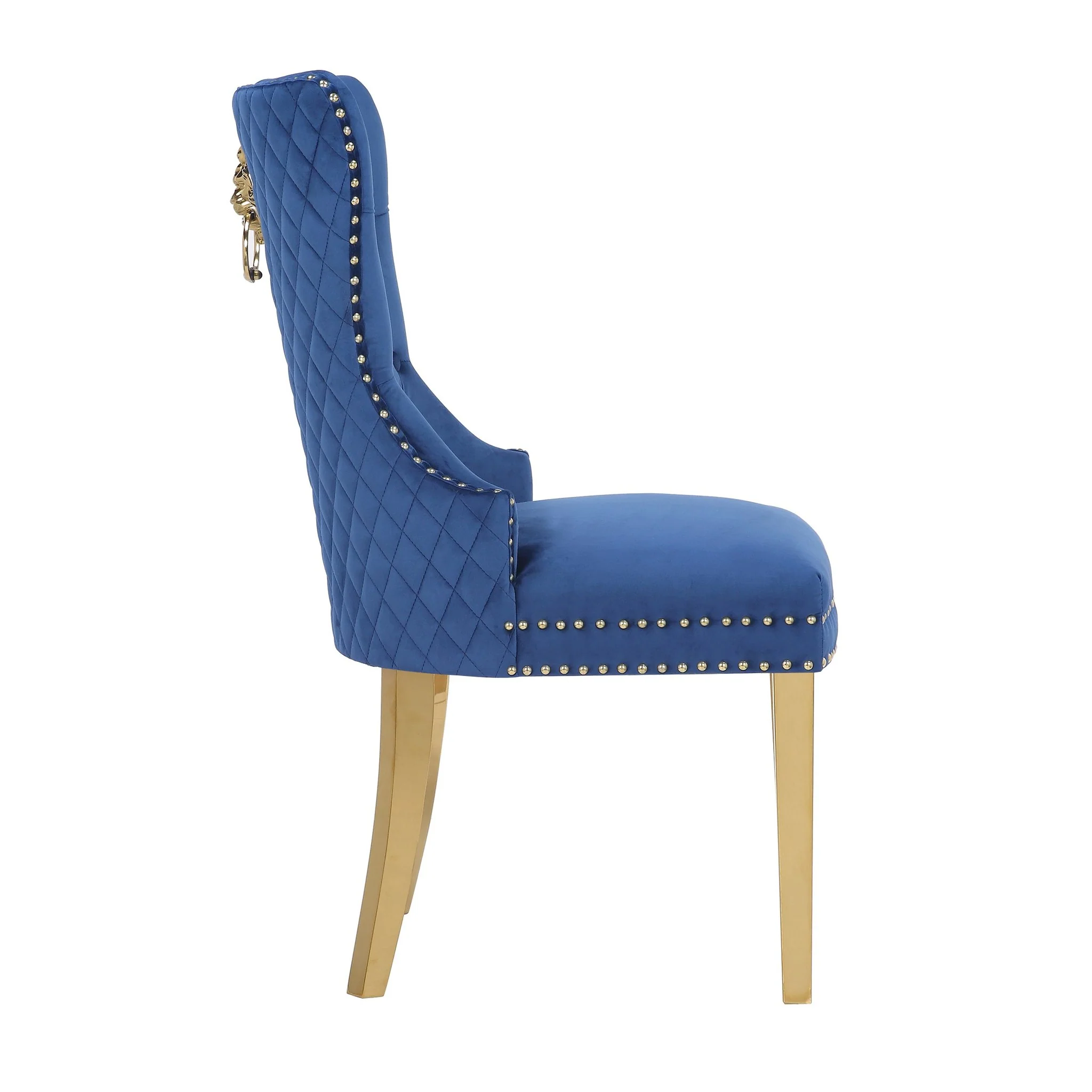 Simba Gold Legs Chair Finish with Velvet Fabric in Navy - Image 5