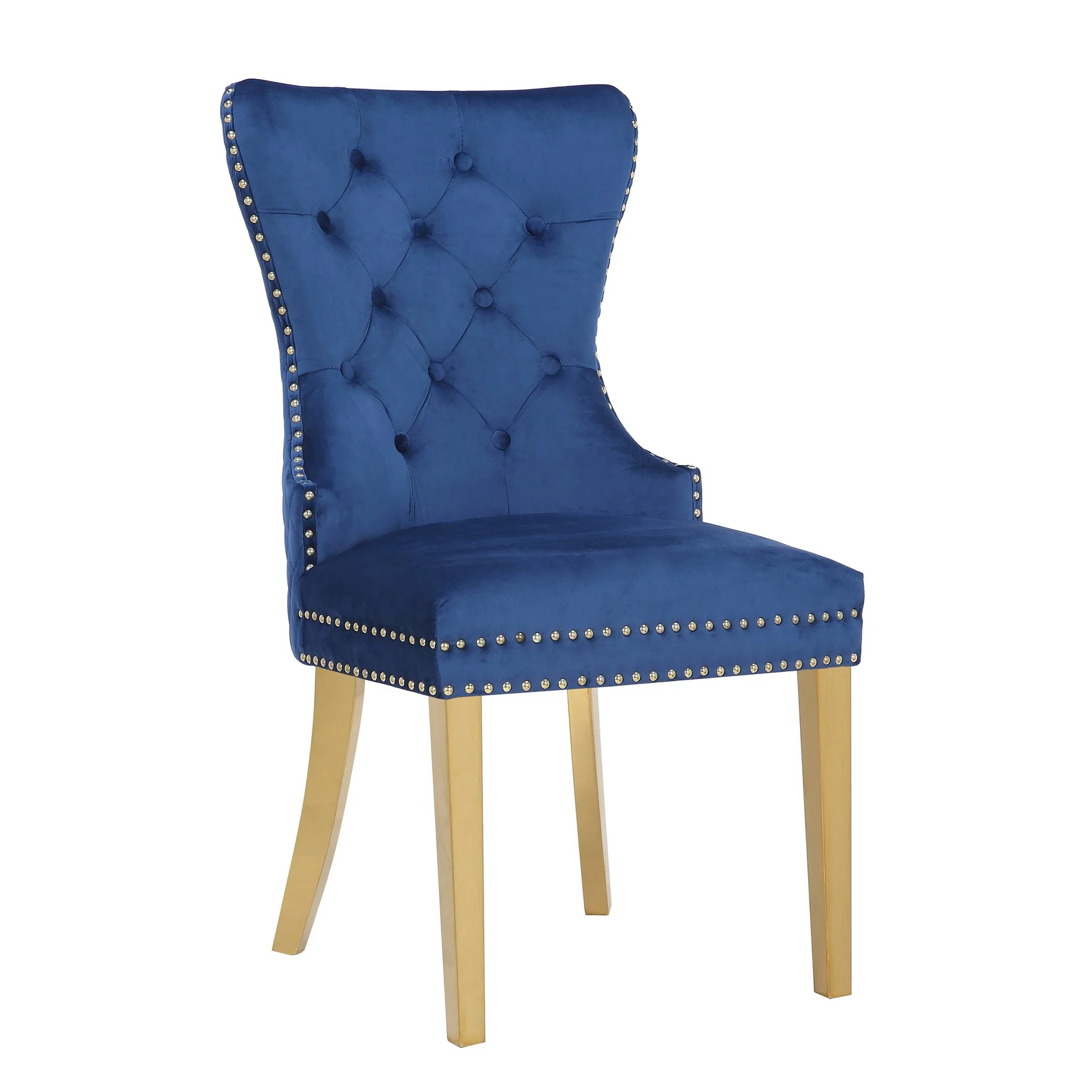 Simba Gold Legs Chair Finish with Velvet Fabric in Navy - Image 6