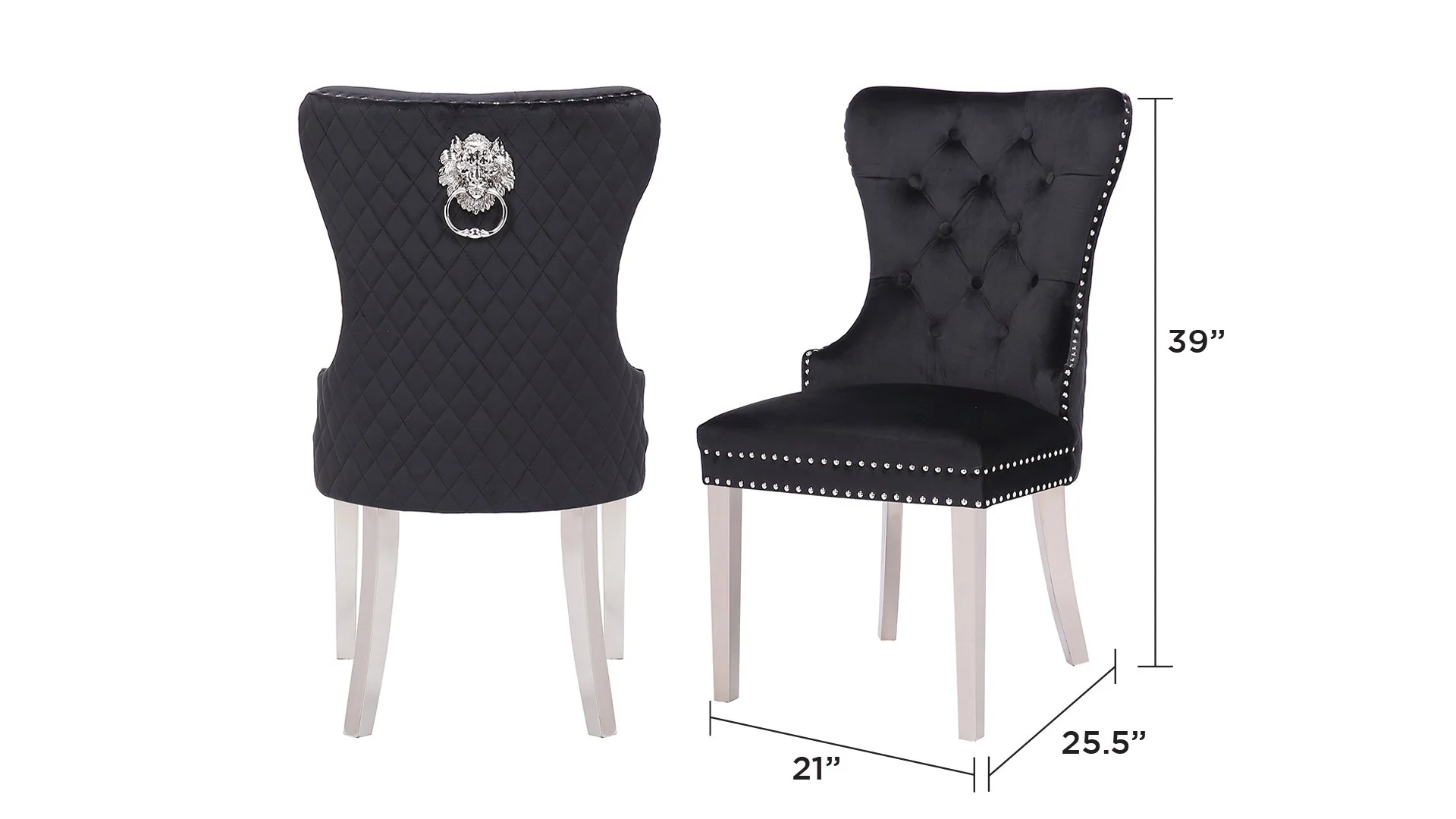 Simba Stainless Steel Legs Chair Finish with Velvet Fabric in Black - Image 6