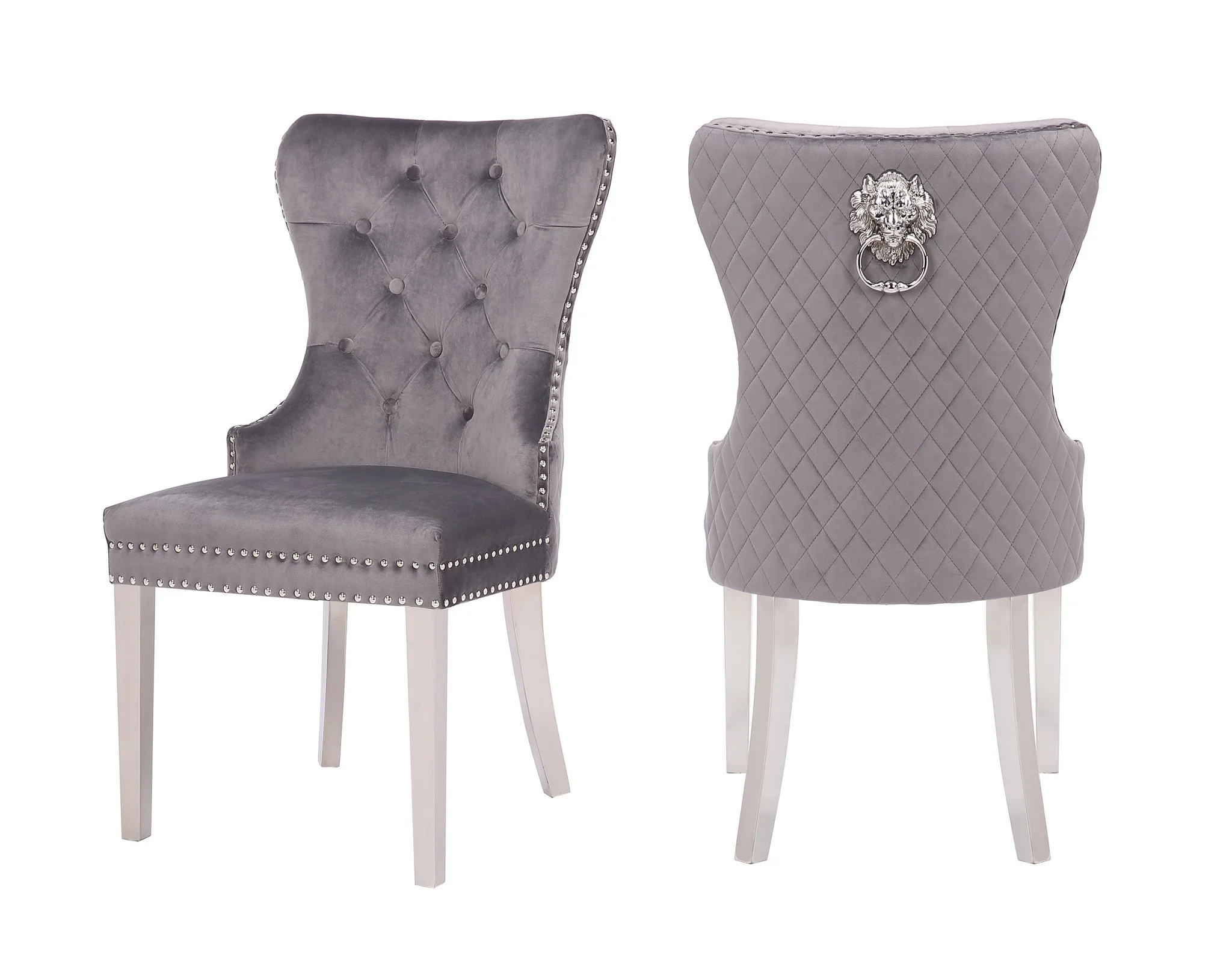 Simba Stainless Steel Legs Chair Finish with Velvet Fabric in Dark Gray - Image 6