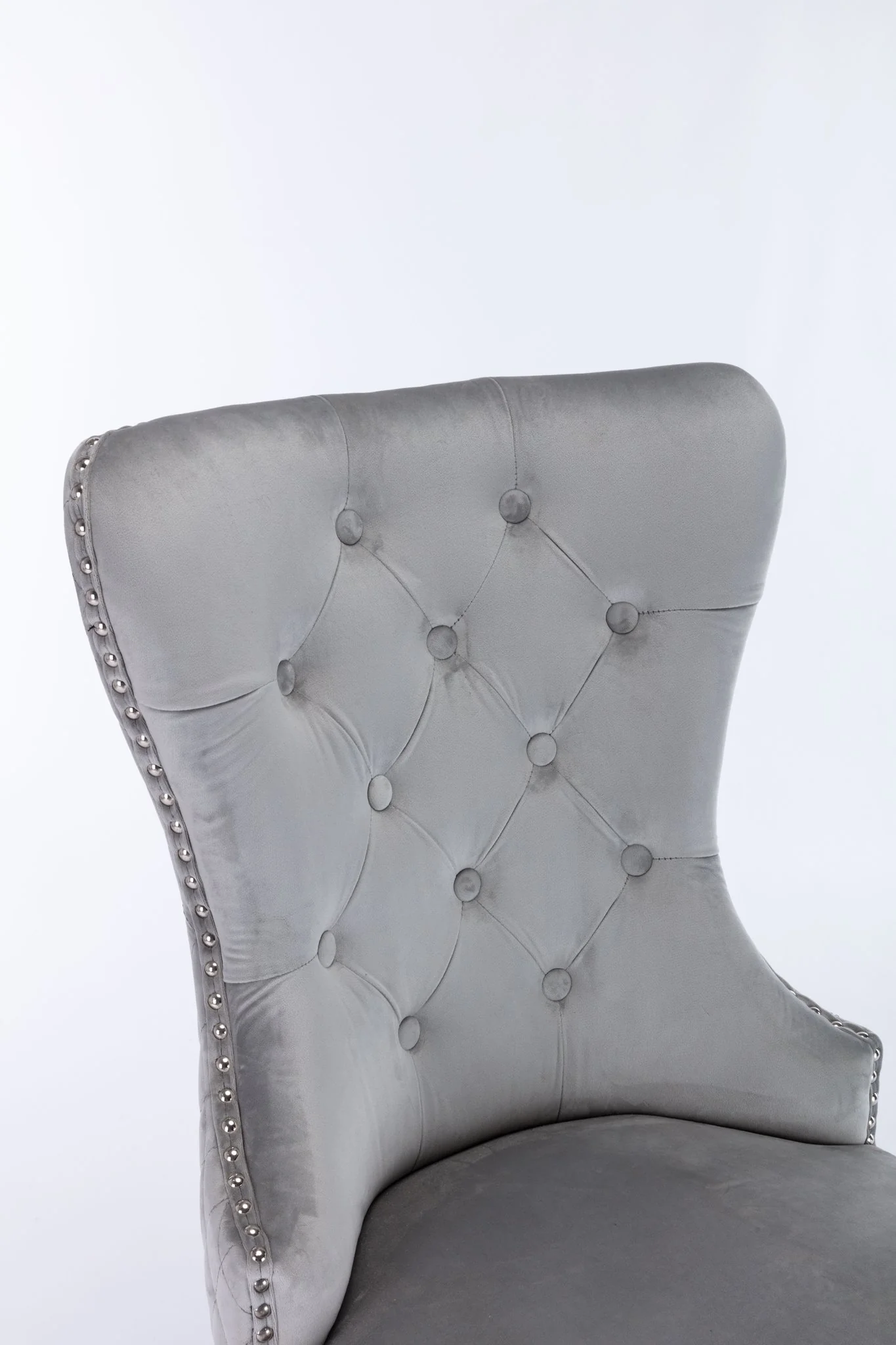Simba Stainless Steel Legs Chair Finish with Velvet Fabric in  Light Gray - Image 5