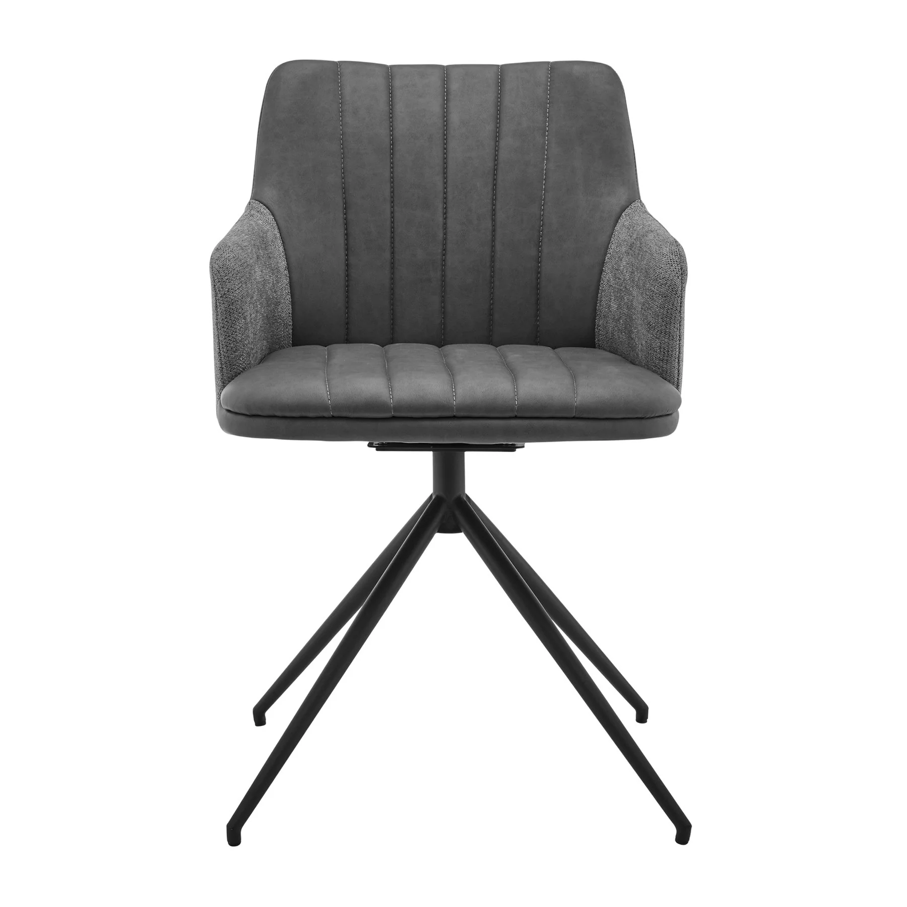 Simone Modern Faux Leather and Fabric Metal Swivel Dining Room Chairs - Set of 2 - Image 2